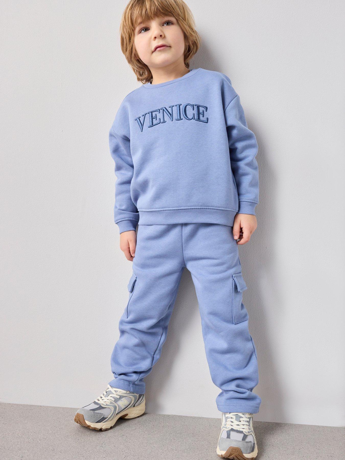 Image 1 of 7 of The Very Collection Boys Venice Sweatshirt And Cargo Set - Blue