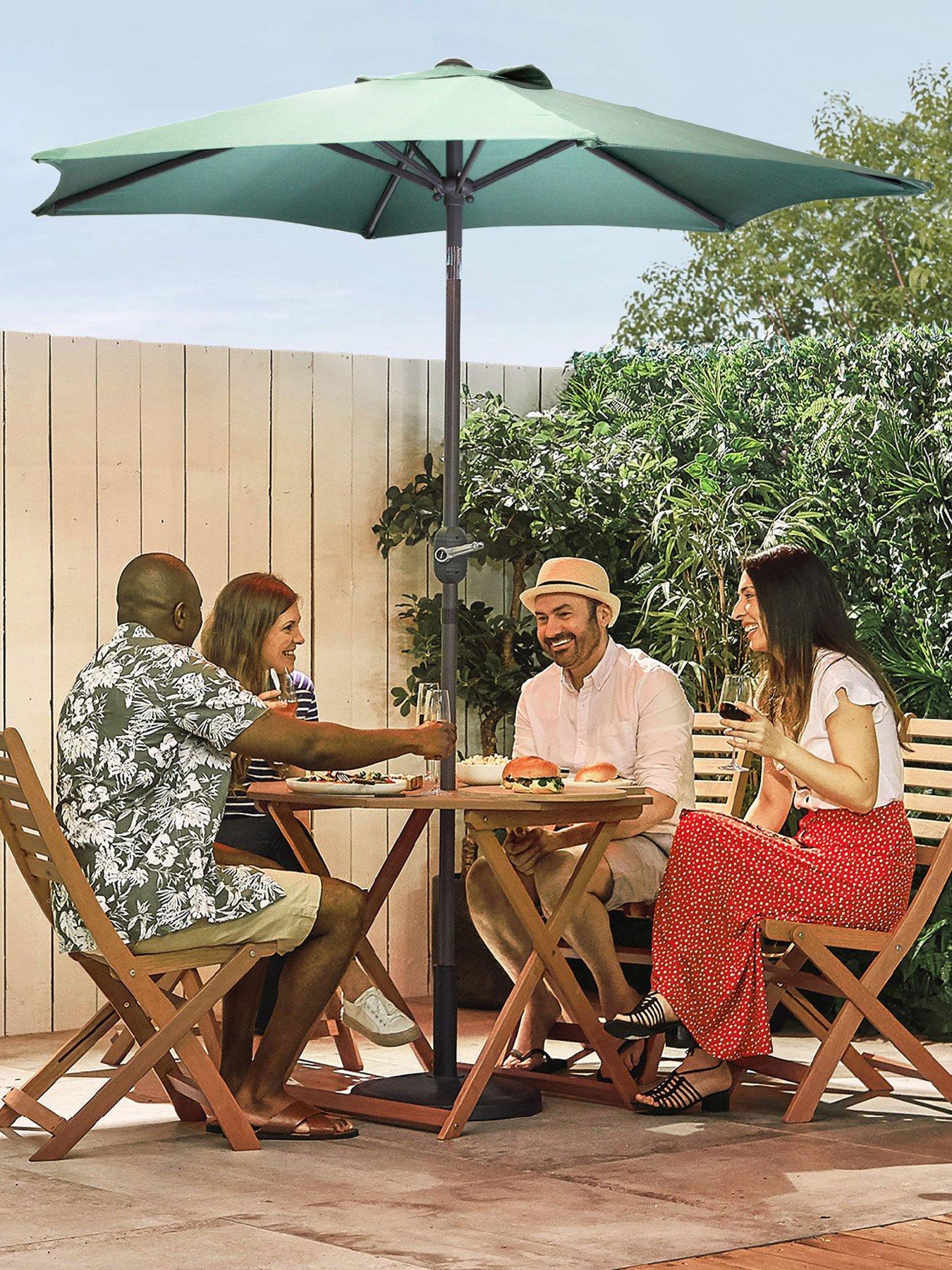 Vonhaus 2m Dark Green Steel Parasol