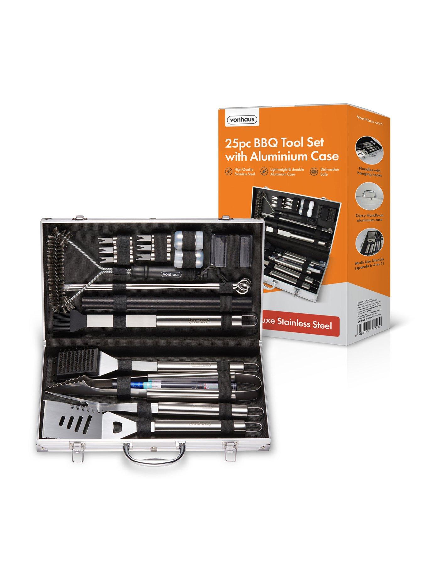 Vonhaus 25 Piece BBQ Tool Set with Aluminium Case