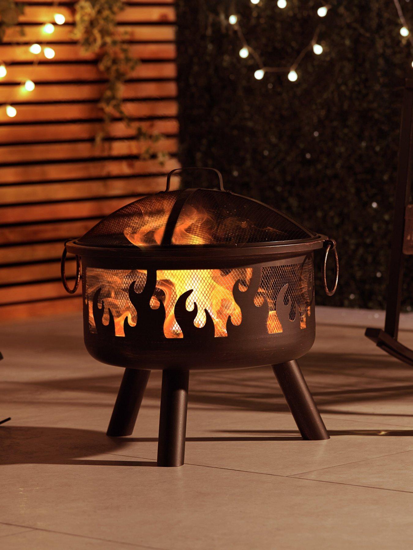 front image of vonhaus-flame-design-round-fire-pit