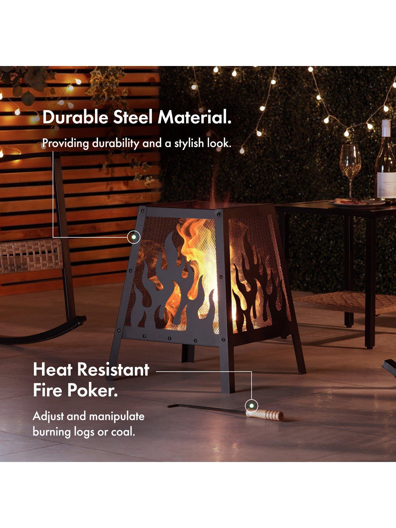  image of vonhaus-flame-design-square-fire-pit