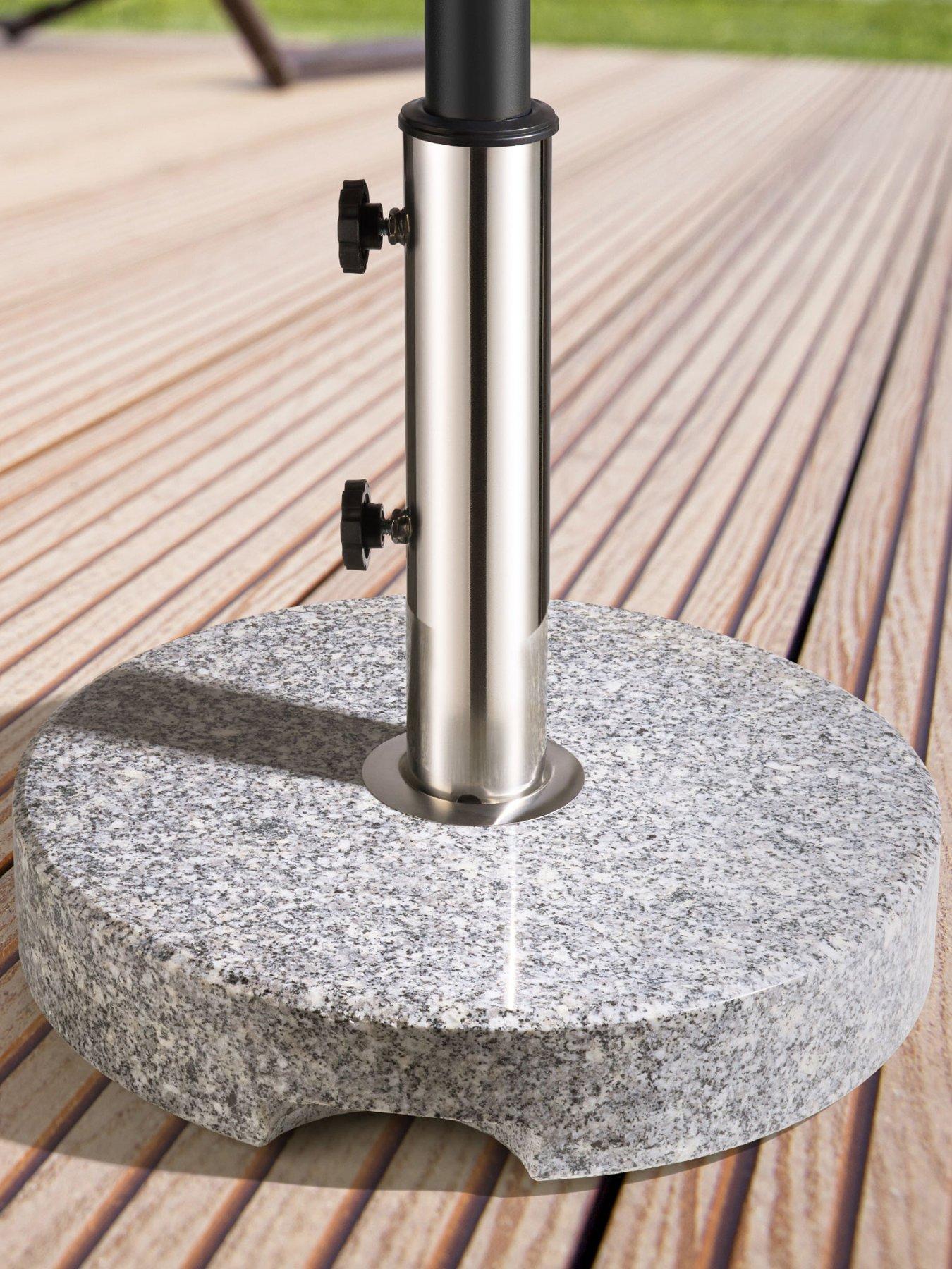 front image of vonhaus-grey-round-granite-parasol-base