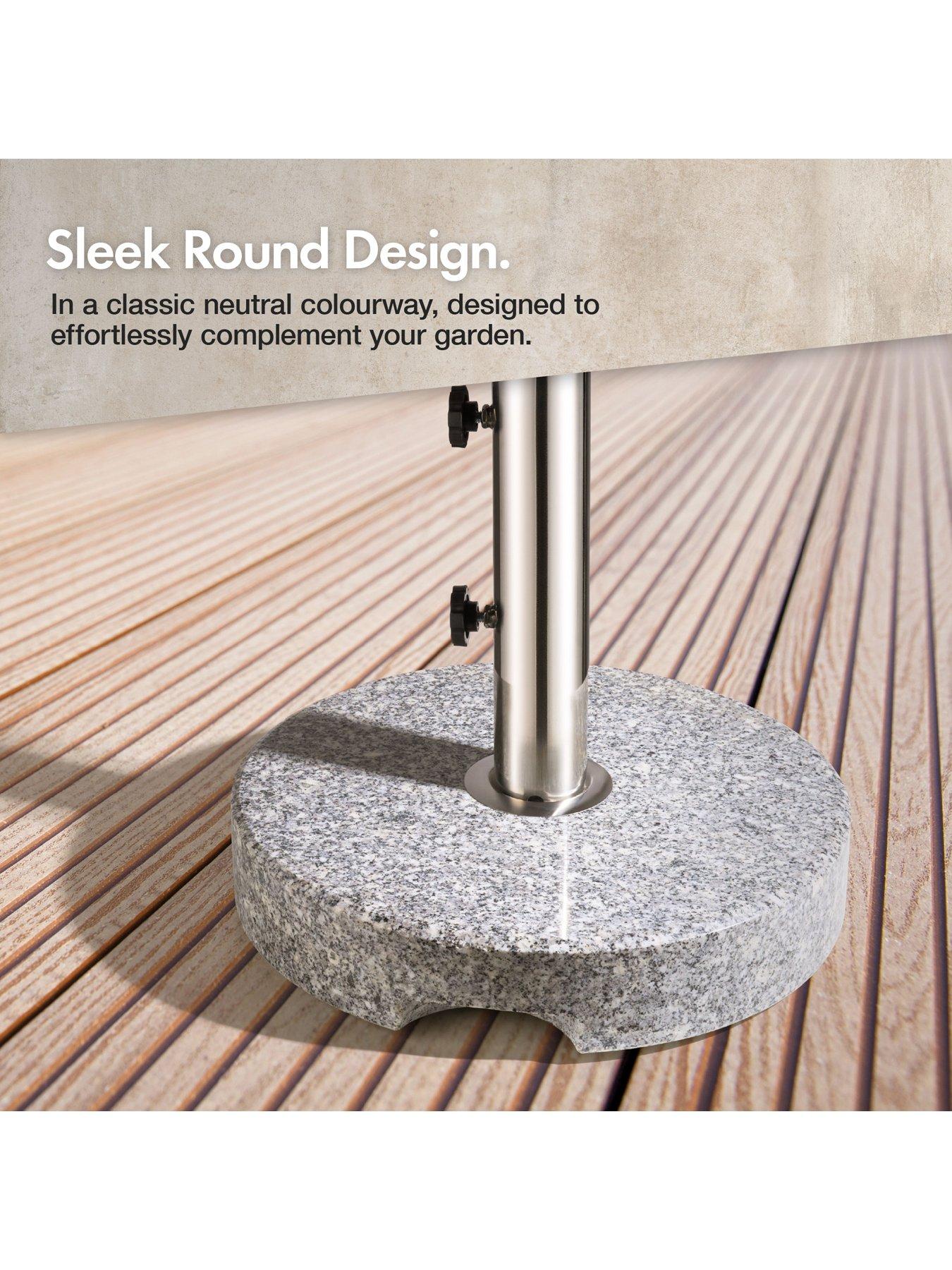 image of vonhaus-grey-round-granite-parasol-base