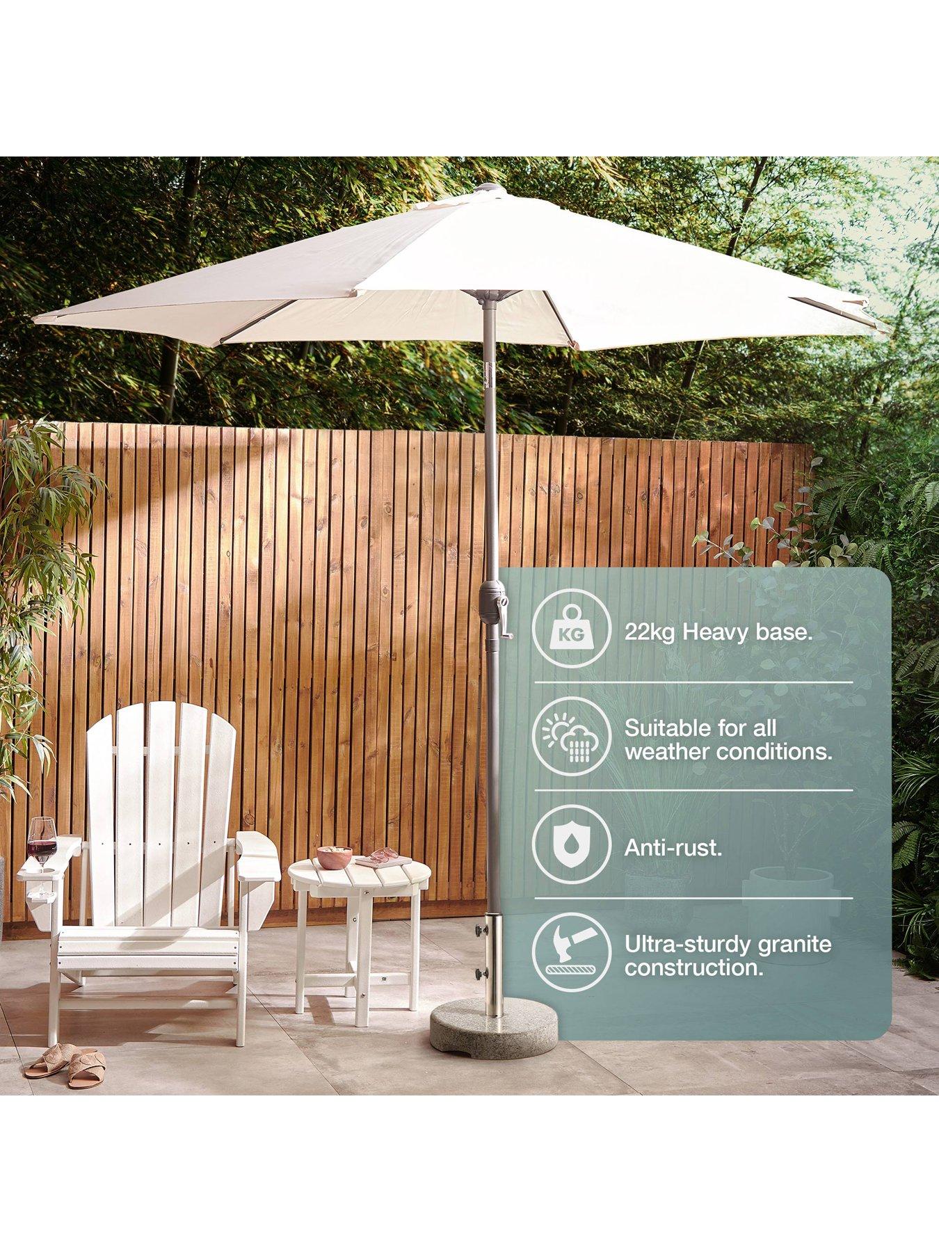  image of vonhaus-grey-round-granite-parasol-base