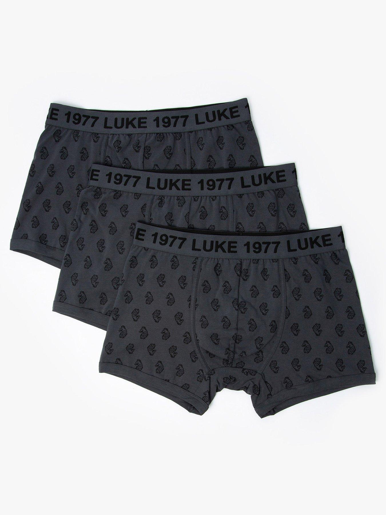 Luke 1977 3 Pack Bassey Boxer Shorts - Dark Grey