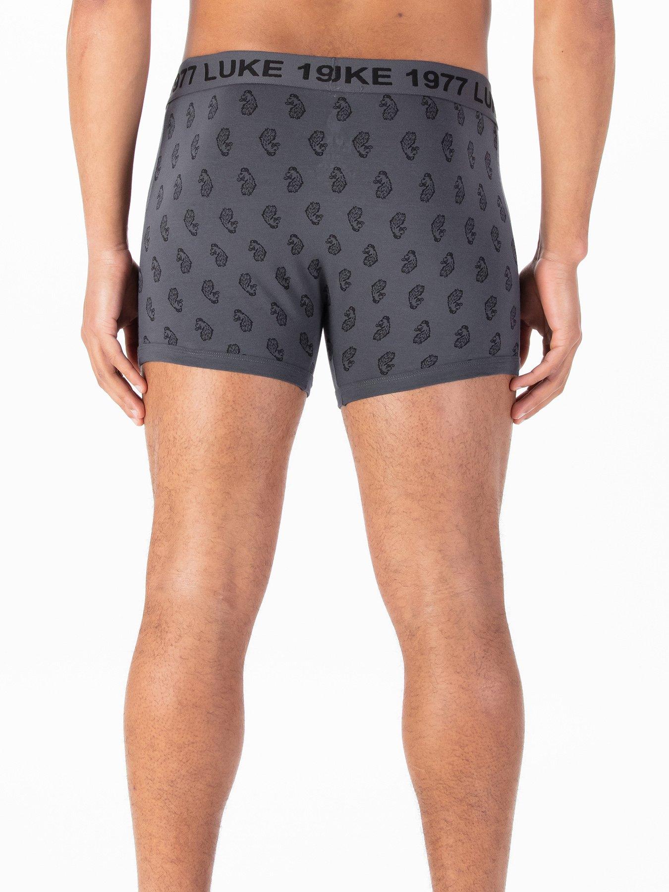  image of luke-1977-3-pack-bassey-boxer-shorts-dark-grey