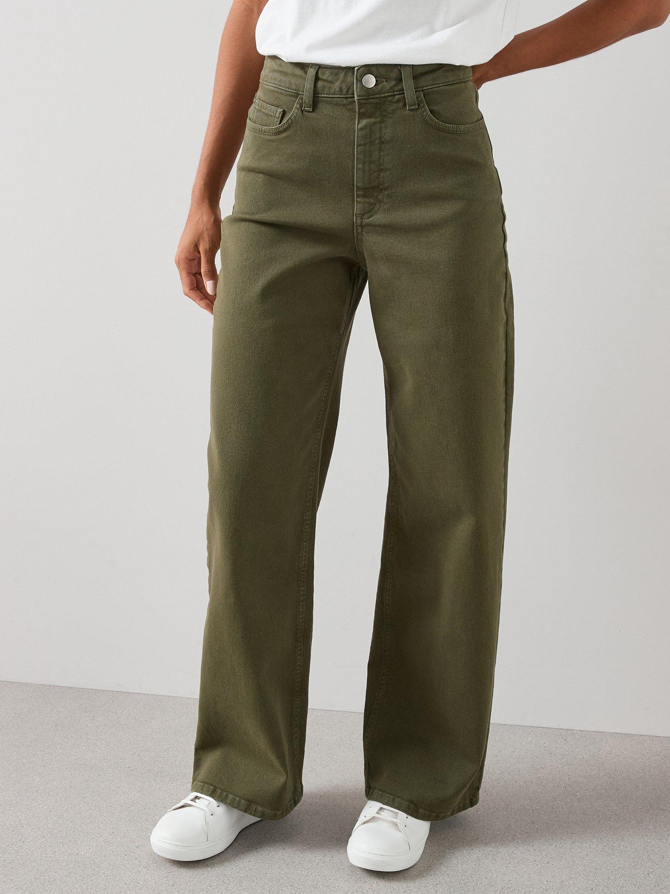  image of the-very-collection-high-waist-wide-leg-jeans-olive-green