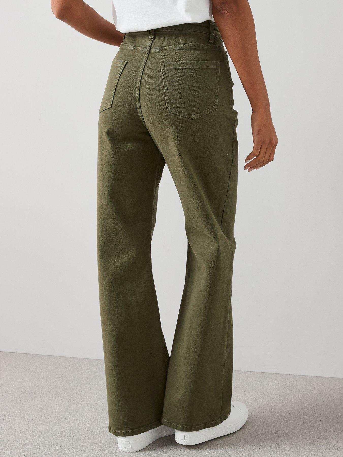  image of the-very-collection-high-waist-wide-leg-jeans-olive-green