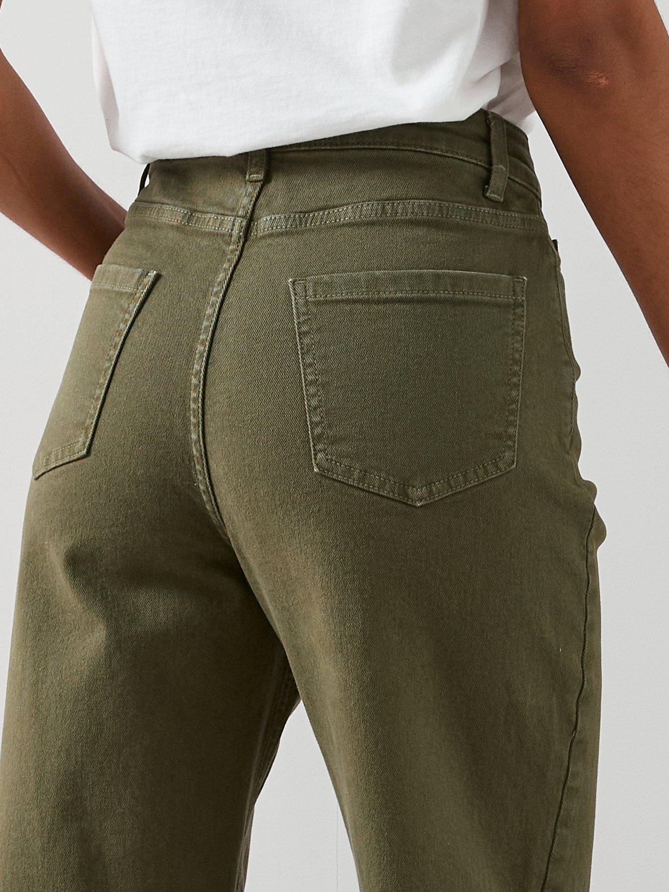  image of the-very-collection-high-waist-wide-leg-jeans-olive-green