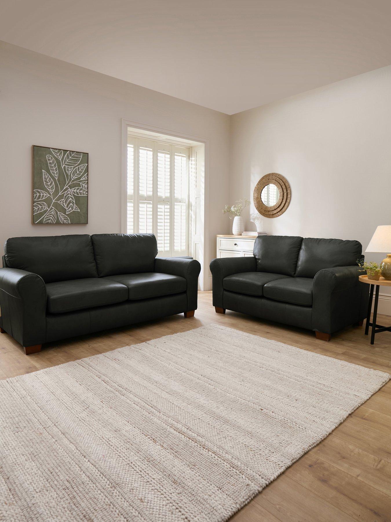 The Very Collection Bailey Italian Leather 3 Seater + 2 Seater Sofa Set (Buy  &  SAVE!)