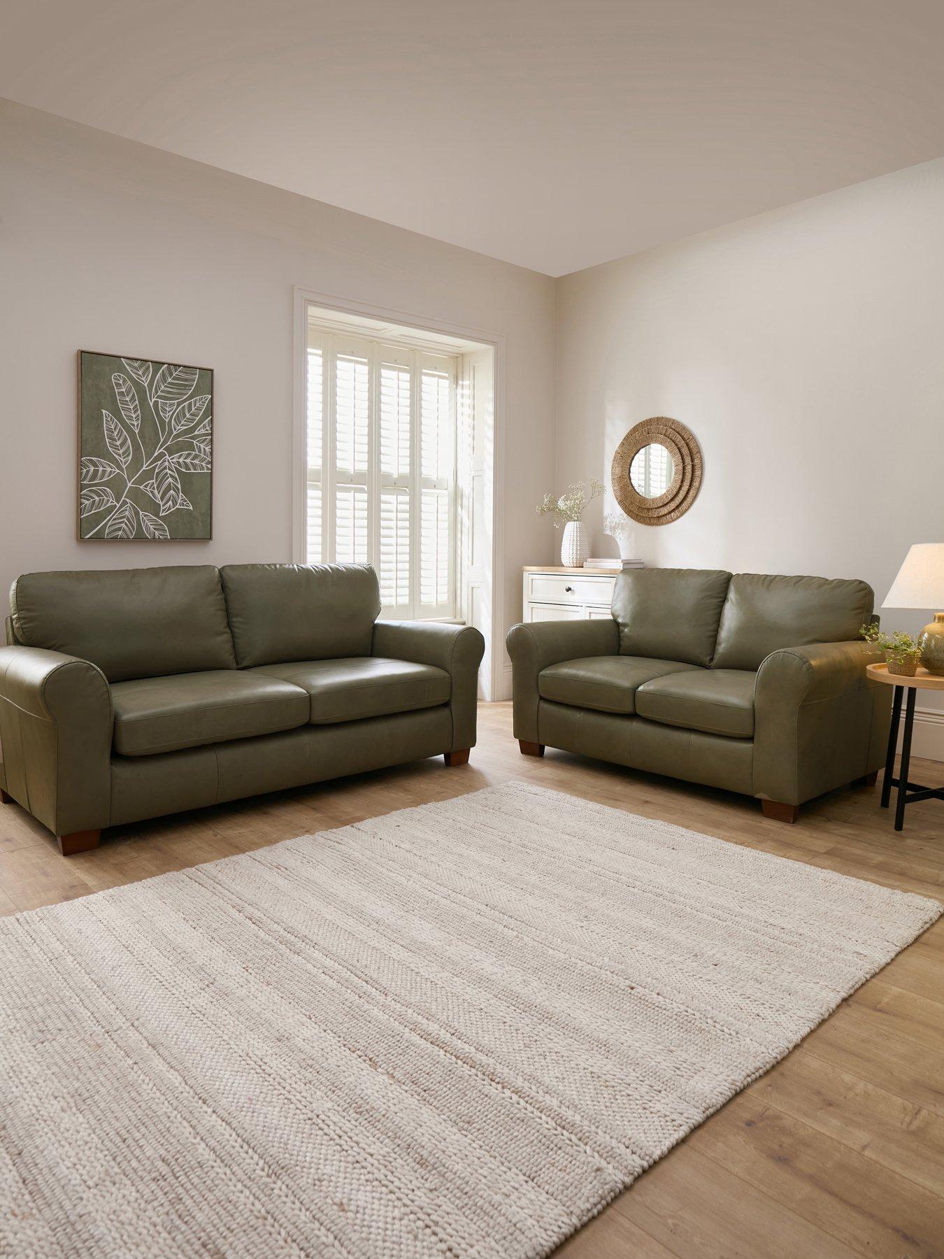 The Very Collection Bailey Italian Leather 3 + 2 Seater Sofa