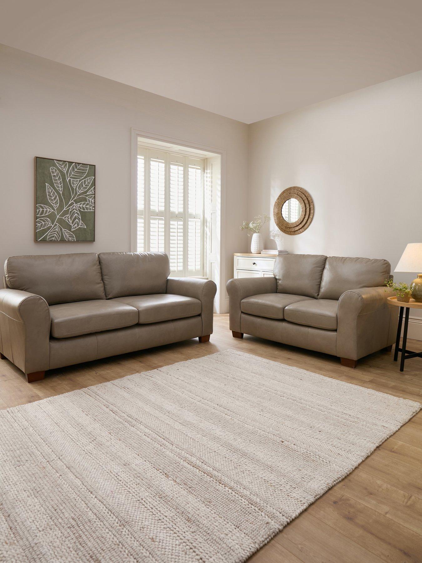 The Very Collection Bailey Italian Leather 3 Seater + 2 Seater Sofa Set (Buy  &  SAVE!) - FSC® Certified