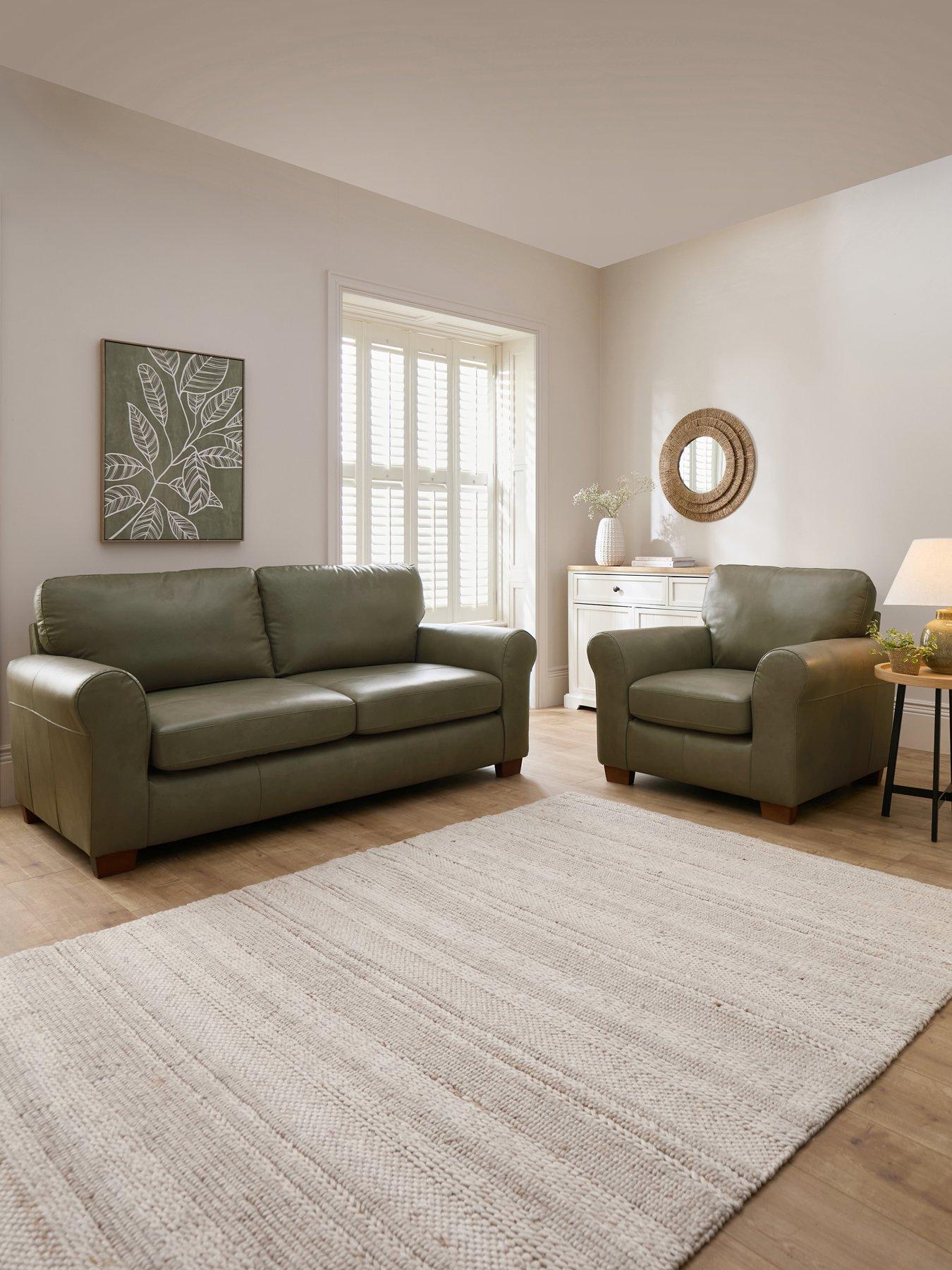The Very Collection Bailey Italian Leather 3 Seater Sofa + Armchair Set (Buy  &  SAVE!) - FSC® Certified