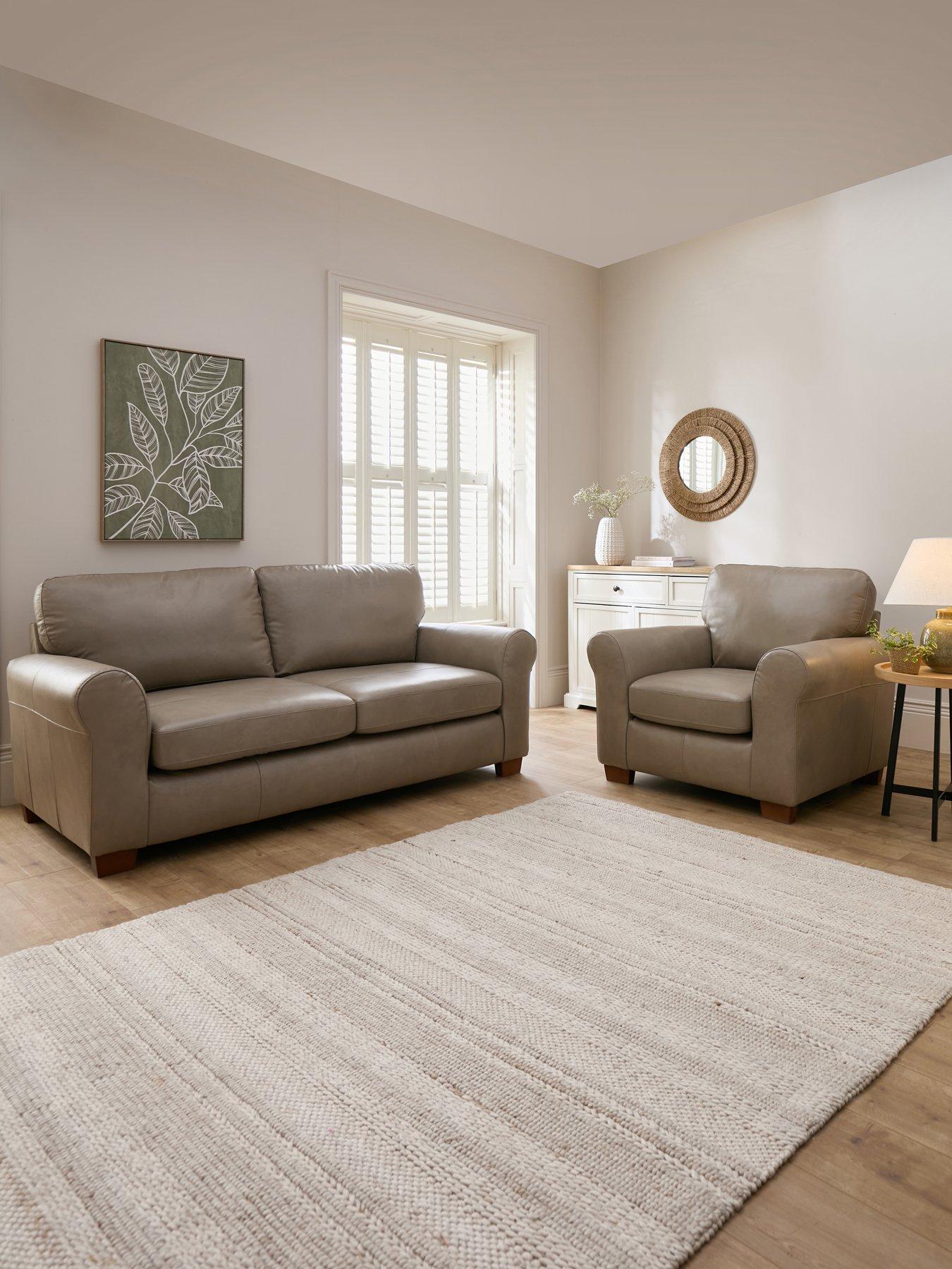 The Very Collection Bailey Italian Leather 3 Seater Sofa + Armchair Set (Buy  &  SAVE!)