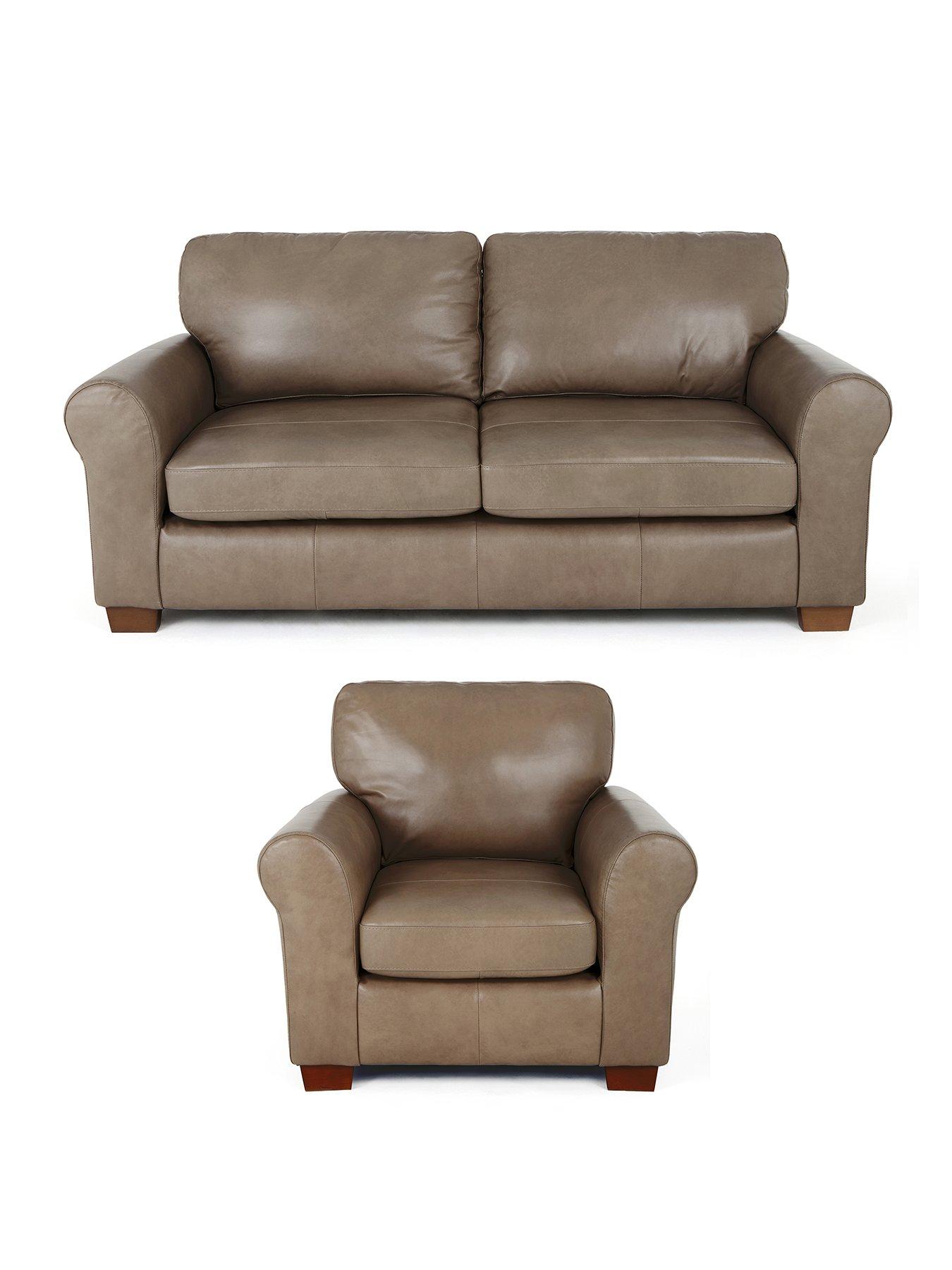 Image 2 of 6 of The Very Collection Bailey Italian Leather 3 Seater Sofa&nbsp;+ Armchair Set (Buy &amp; SAVE!) - FSC&reg; Certified