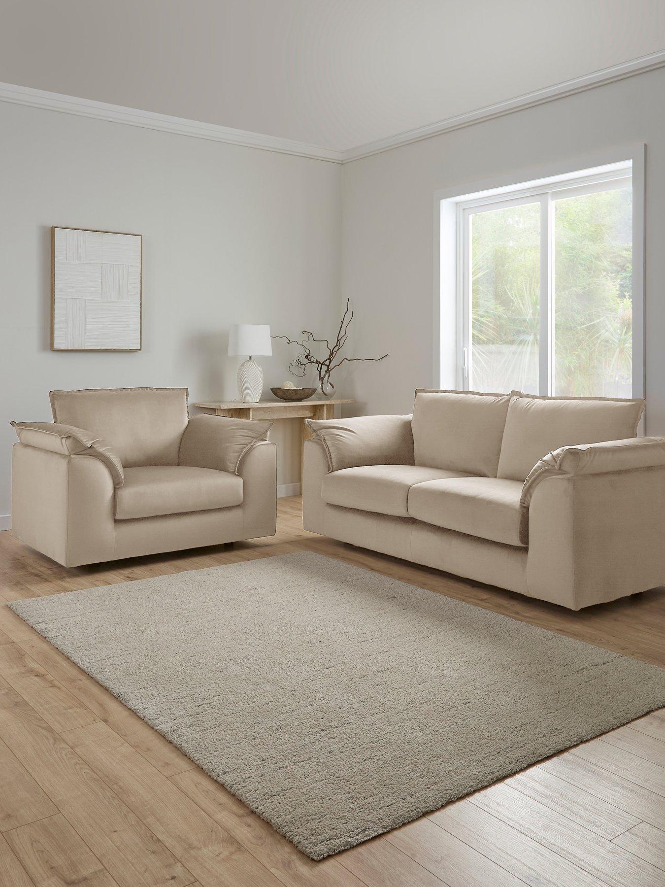 The Very Collection Pimlico 3 Seater Fabric Sofa + Snuggle Chair Set
