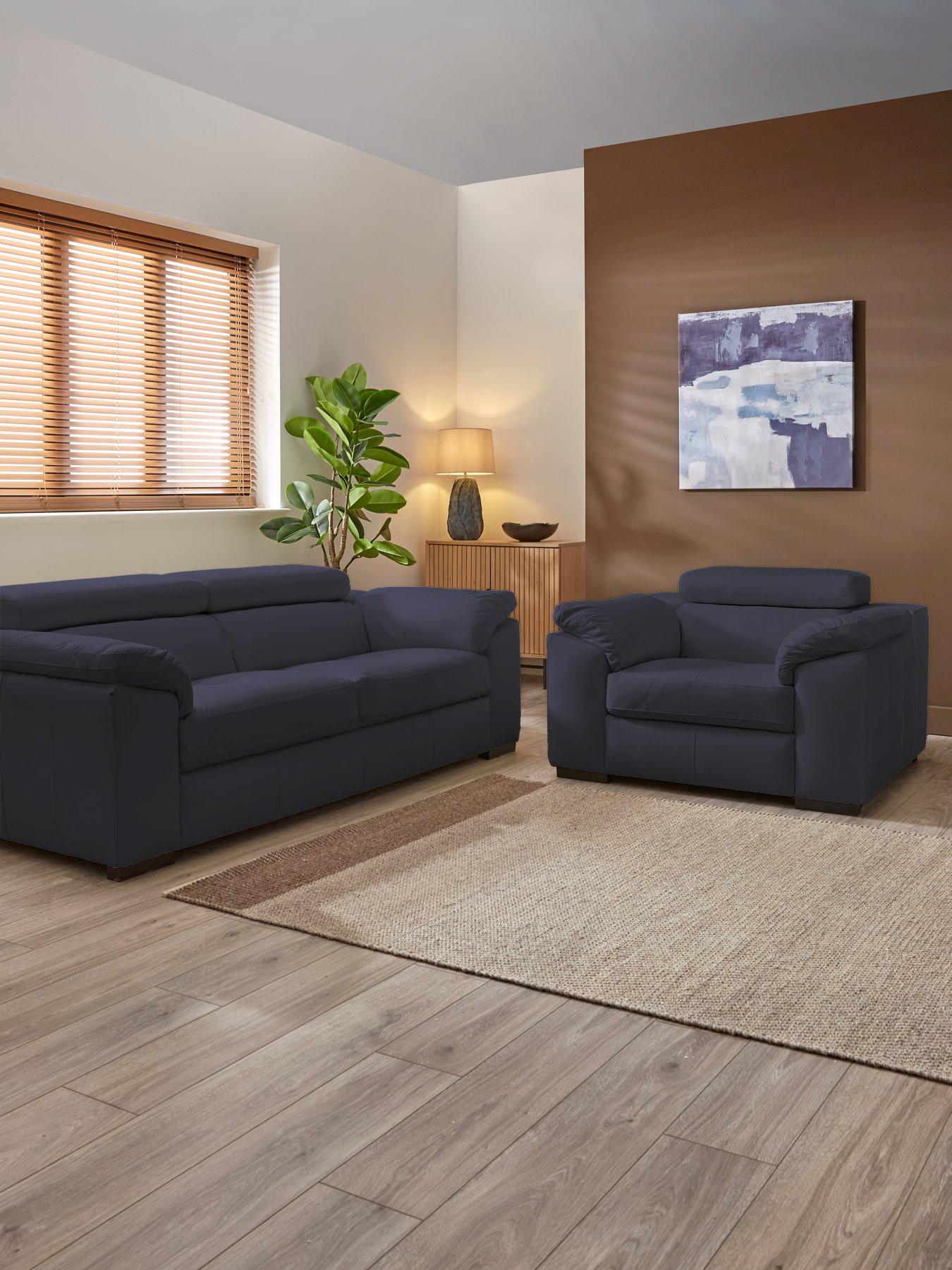 The Very Collection Brady Italian Leather 3 Seater + Chair Set