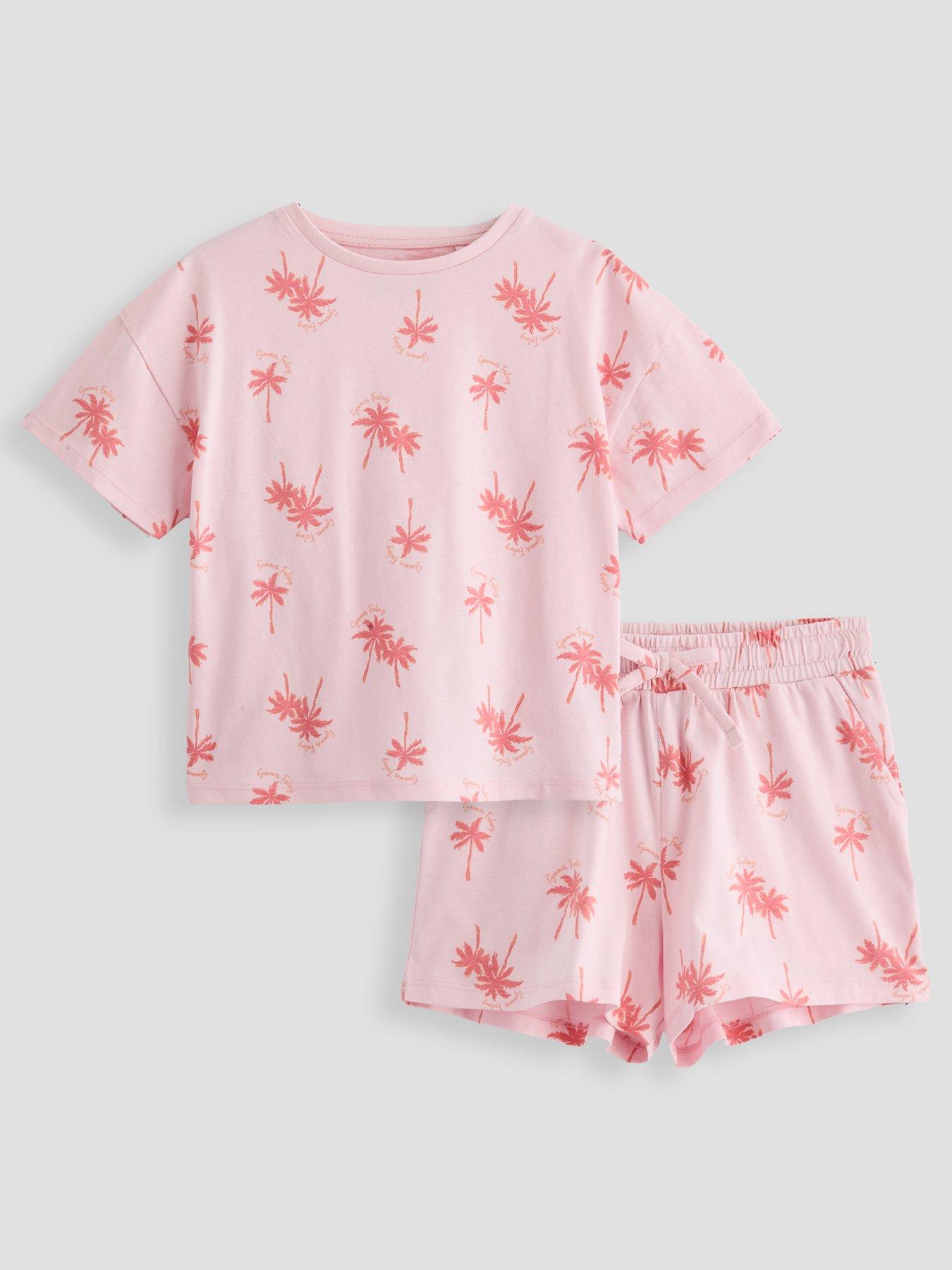 The Very Collection Girls Palm Print Short Pyjama Set - Pink