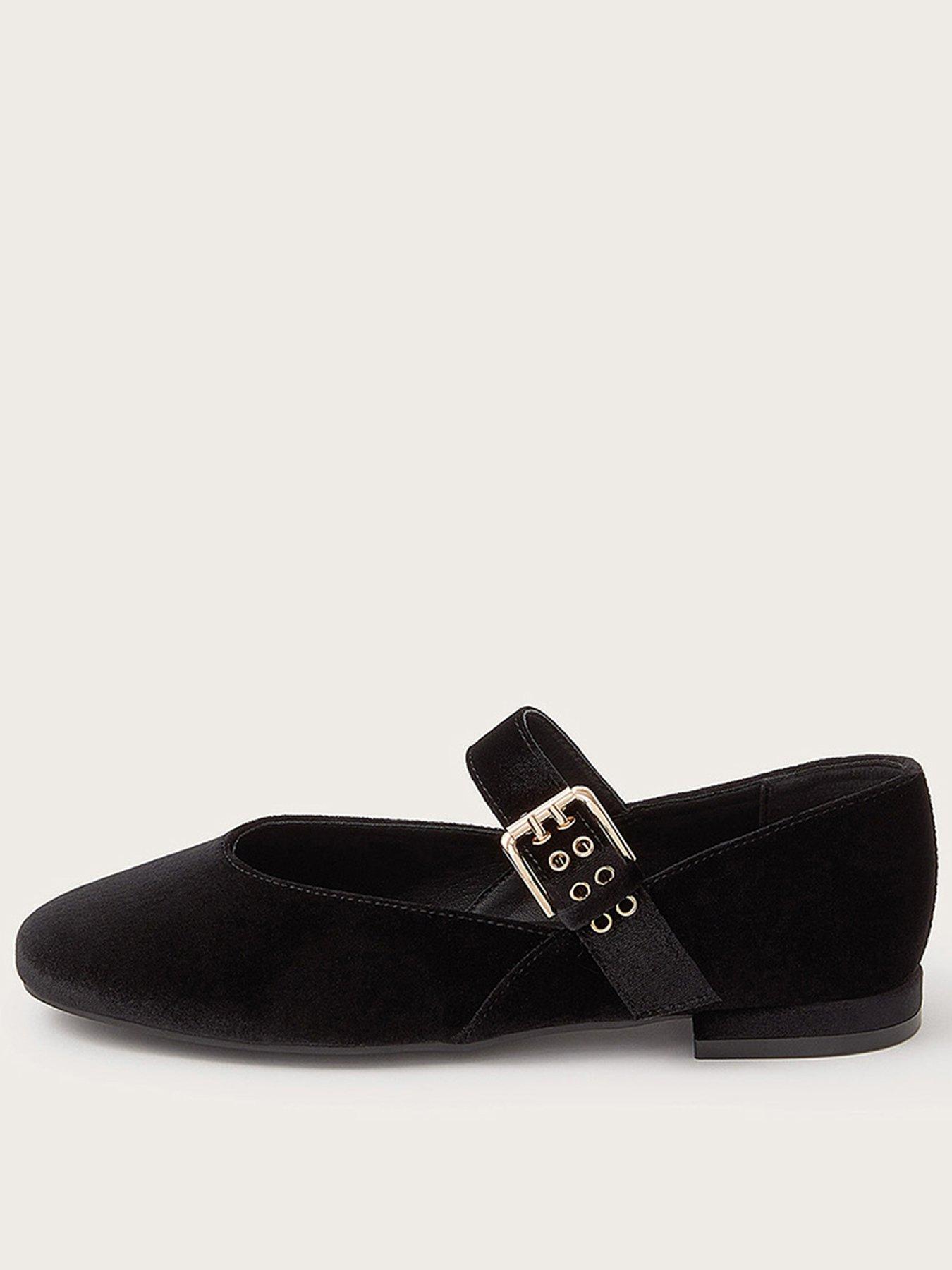 Monsoon Effie Velvet Ballet Flats - Black