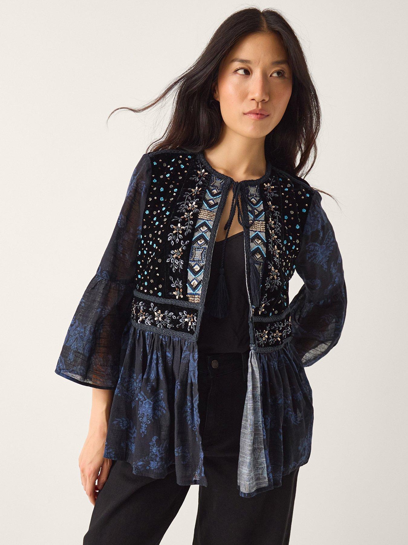 Monsoon Kelly Print Jacket - Blue