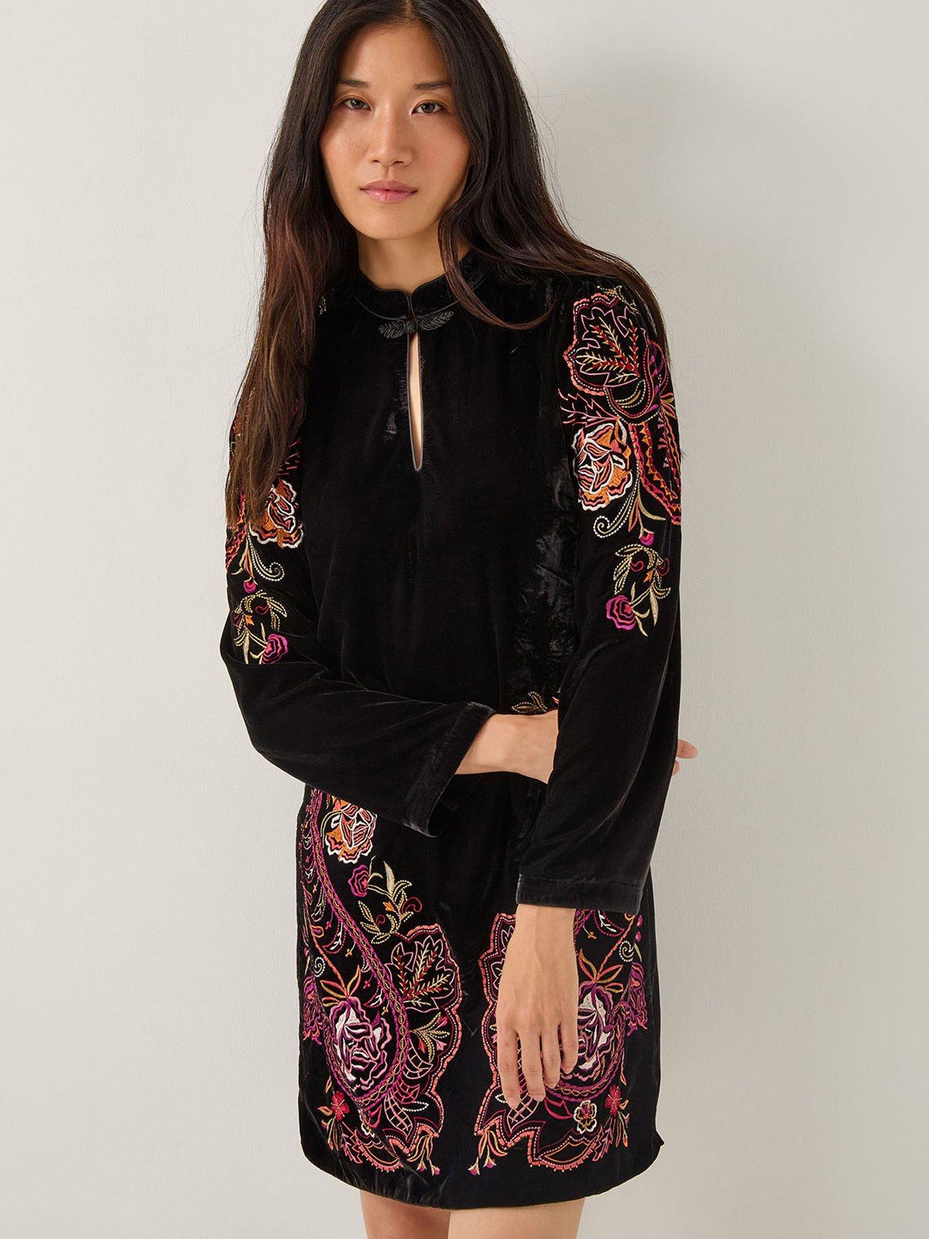 Monsoon Faye Velvet Tunic - Black