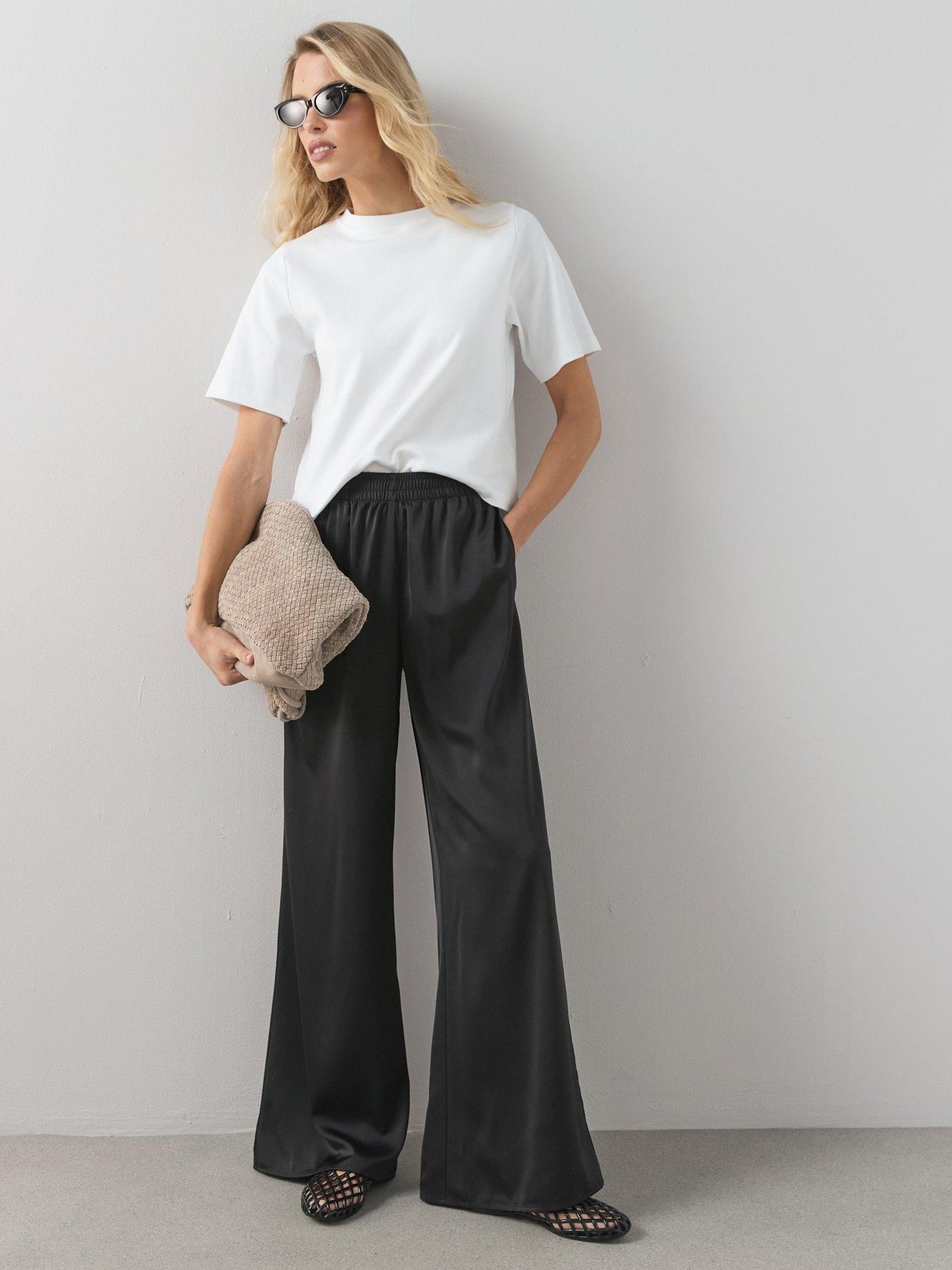 The Very Collection Matte Satin Elasticated Wide Leg Trousers Co-Ord - Black