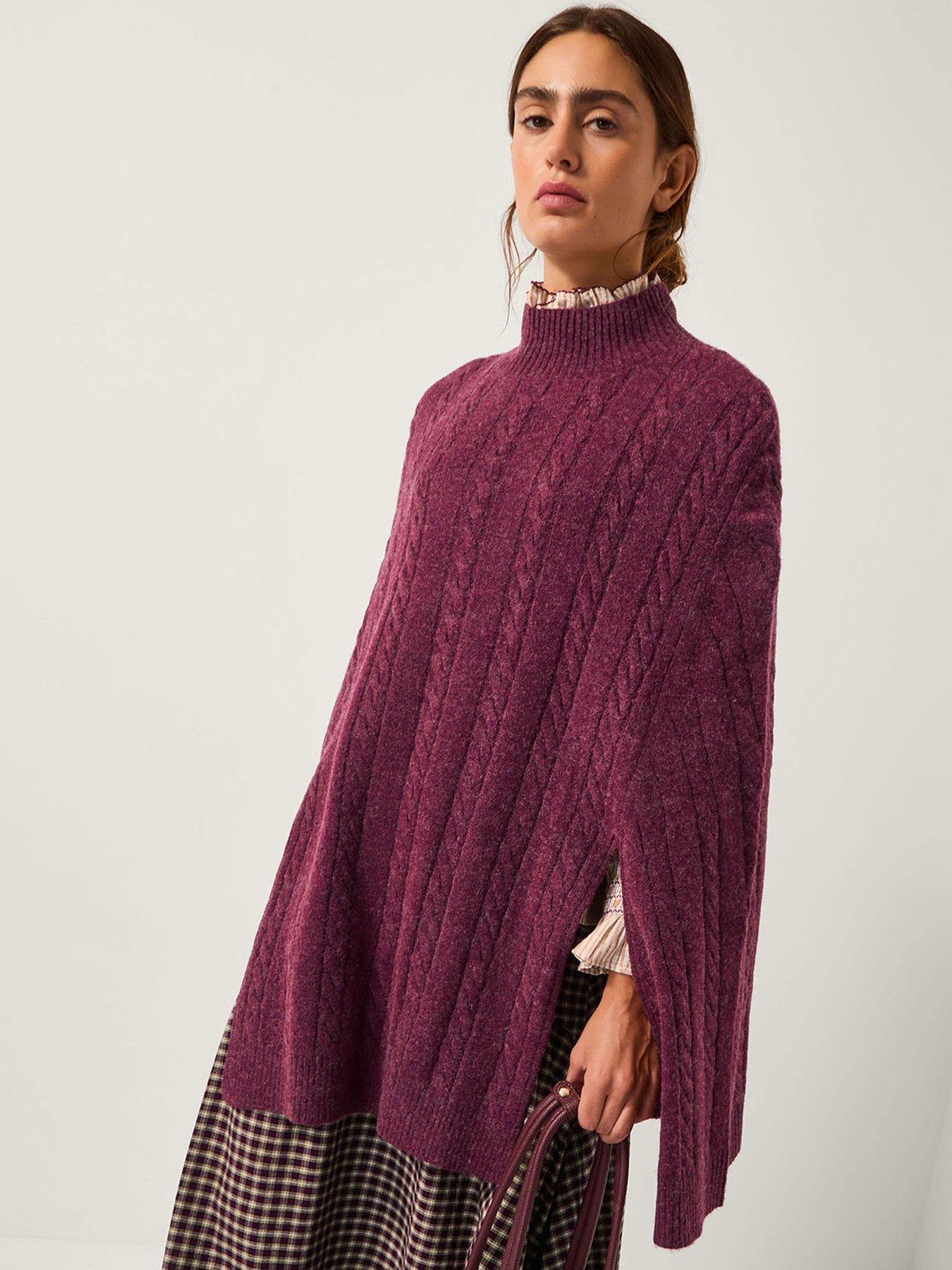 Monsoon Carrie Cable Poncho - Red