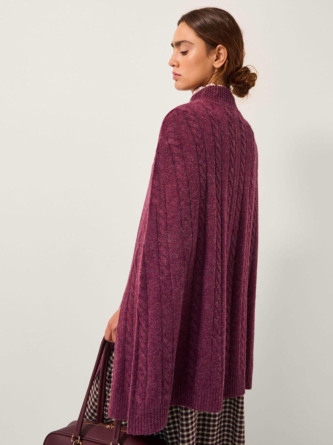  image of monsoon-carrie-cable-poncho-red