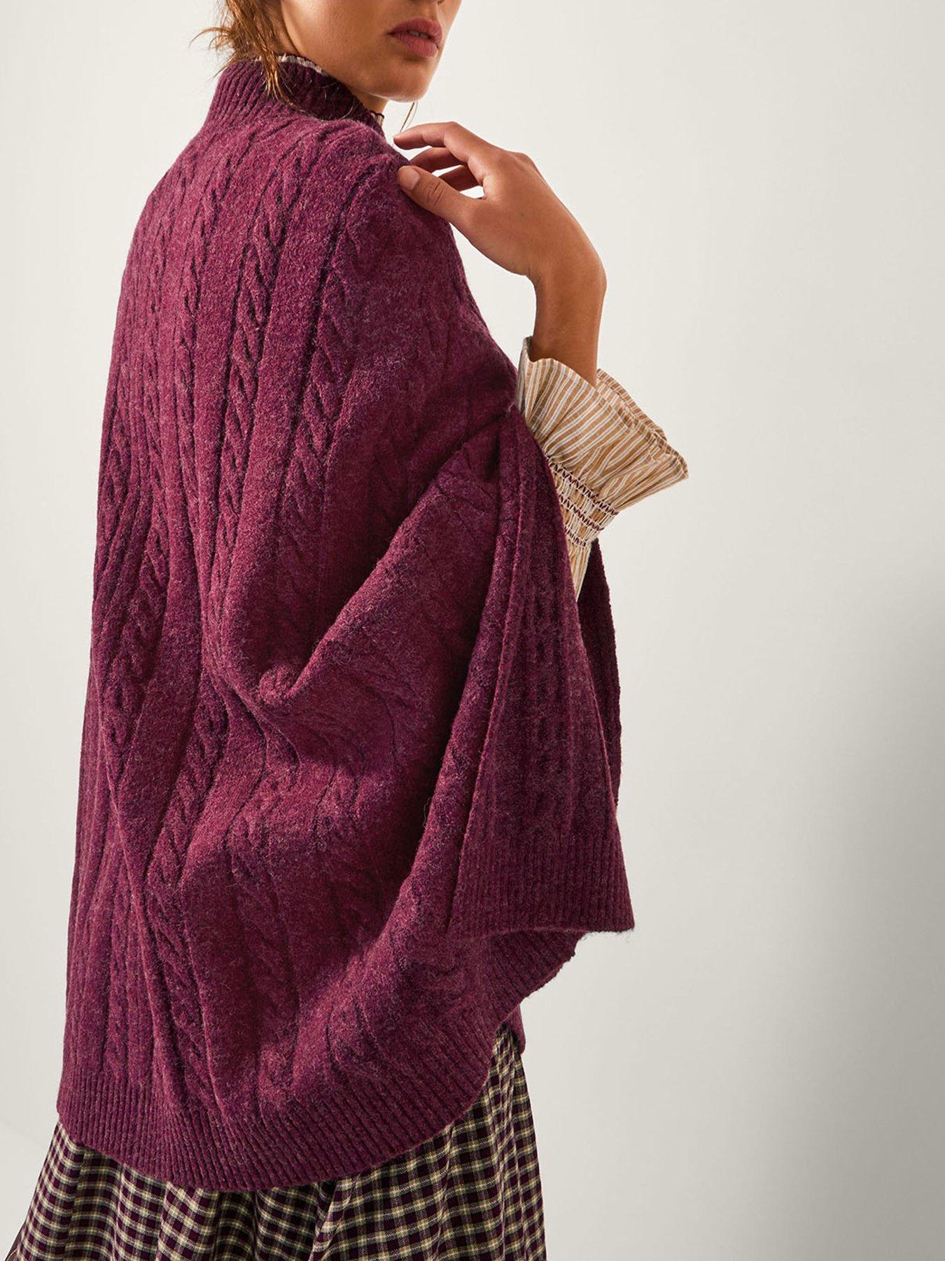  image of monsoon-carrie-cable-poncho-red