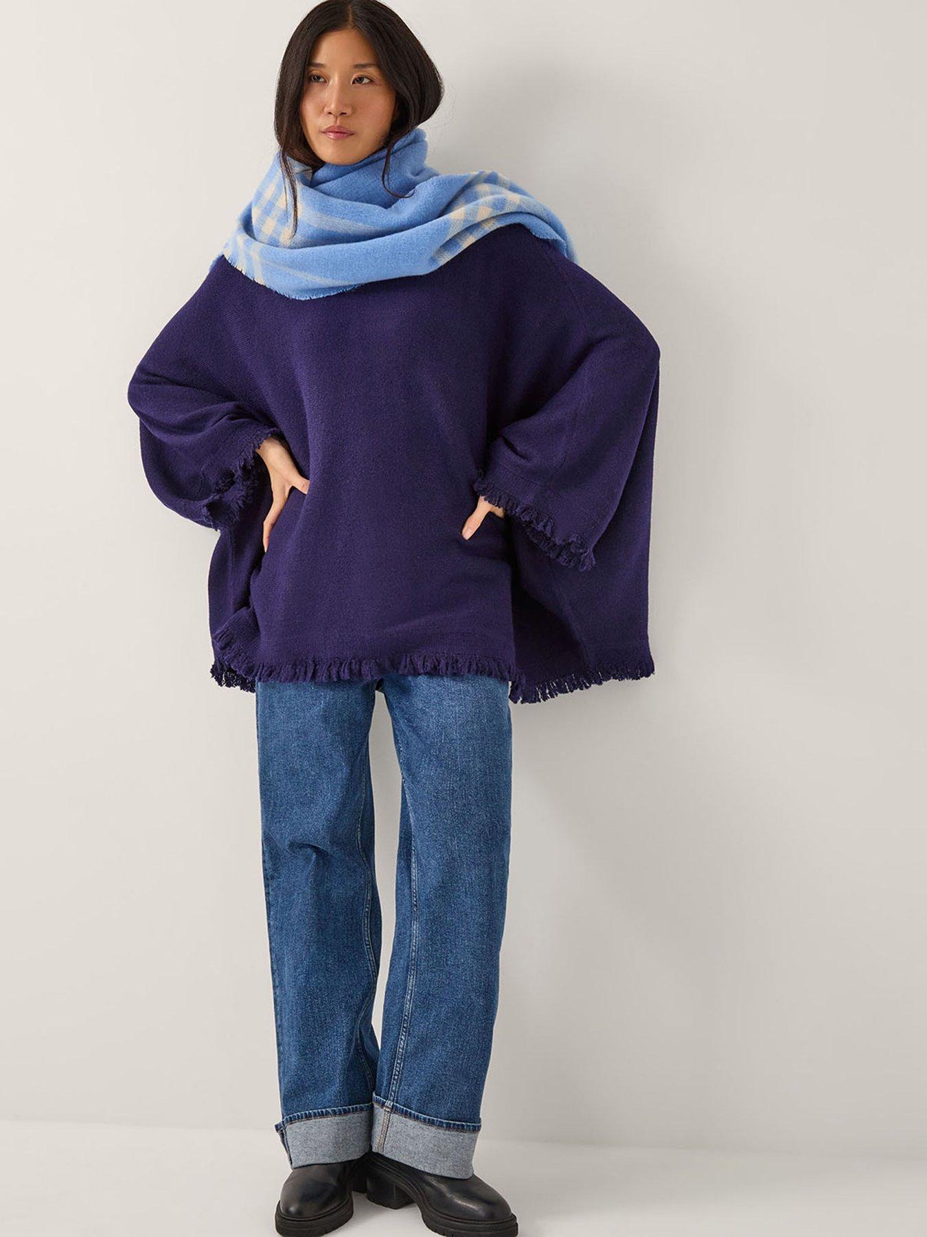  image of monsoon-fay-fringe-poncho-blue