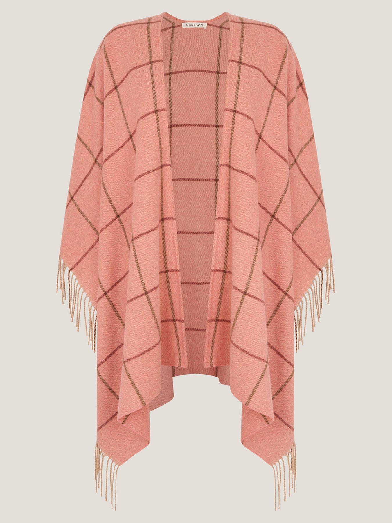  image of monsoon-ambi-blanket-check-shawl-pink