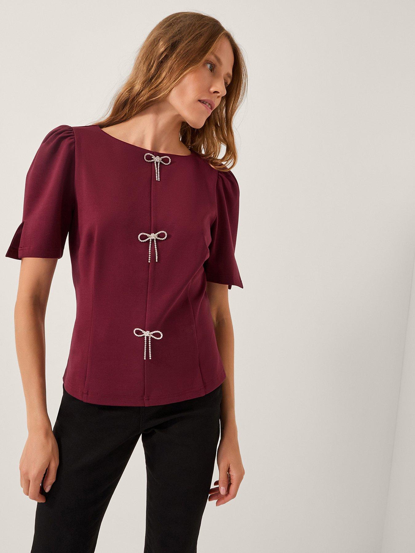 Monsoon Brooke Diamant Bow Ponte Top - Red