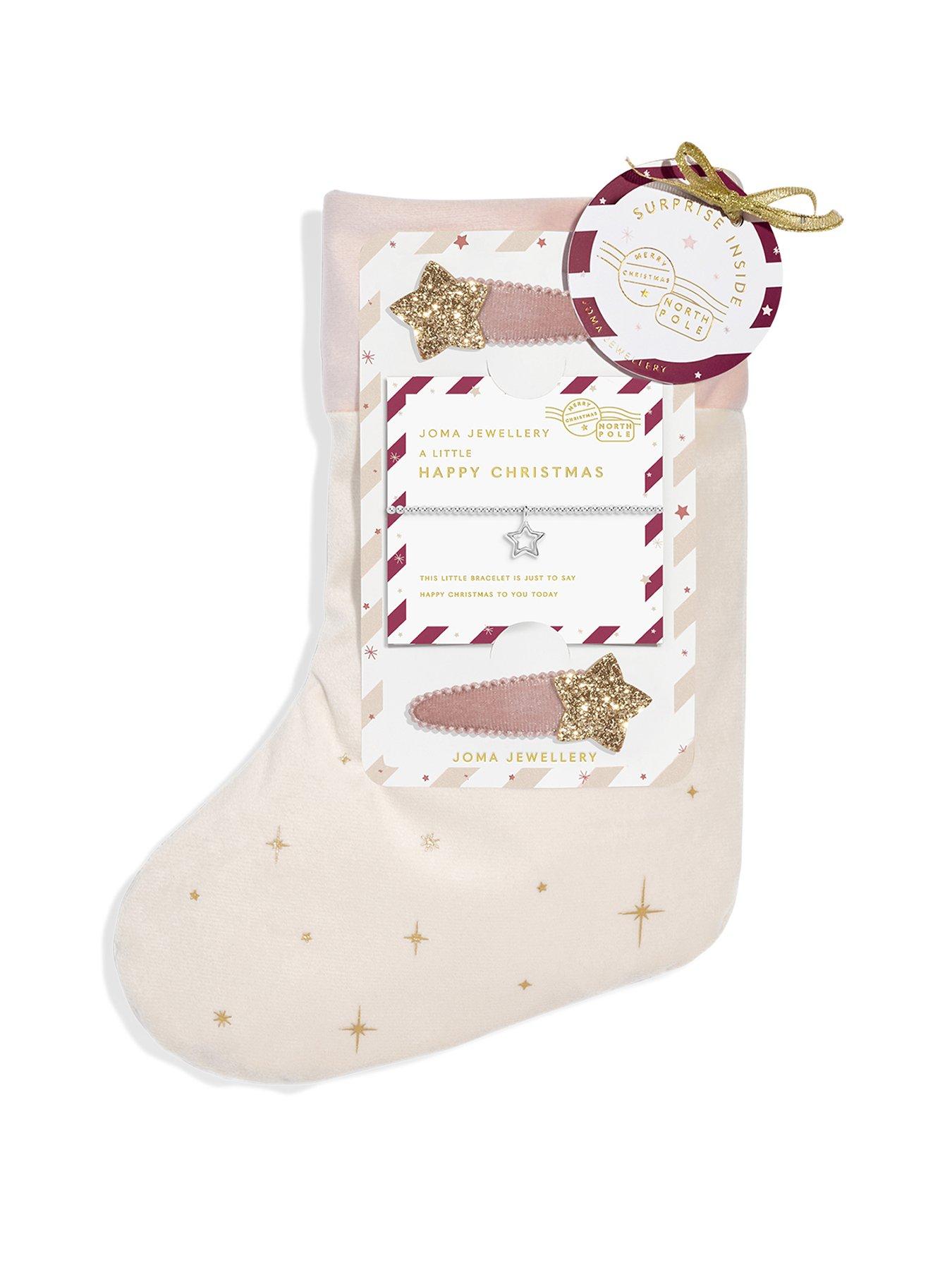 undefined KIDS' STOCKING A LITTLE GIFT SET , HAPPY CHRISTMAS , Silver Plated , Bracelet & Set of 2 Hair Clips , 15.5cm stretch