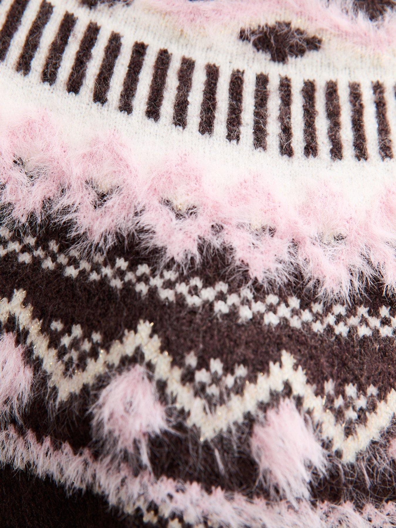  image of new-look-fluffy-fairisle-jumper-pink