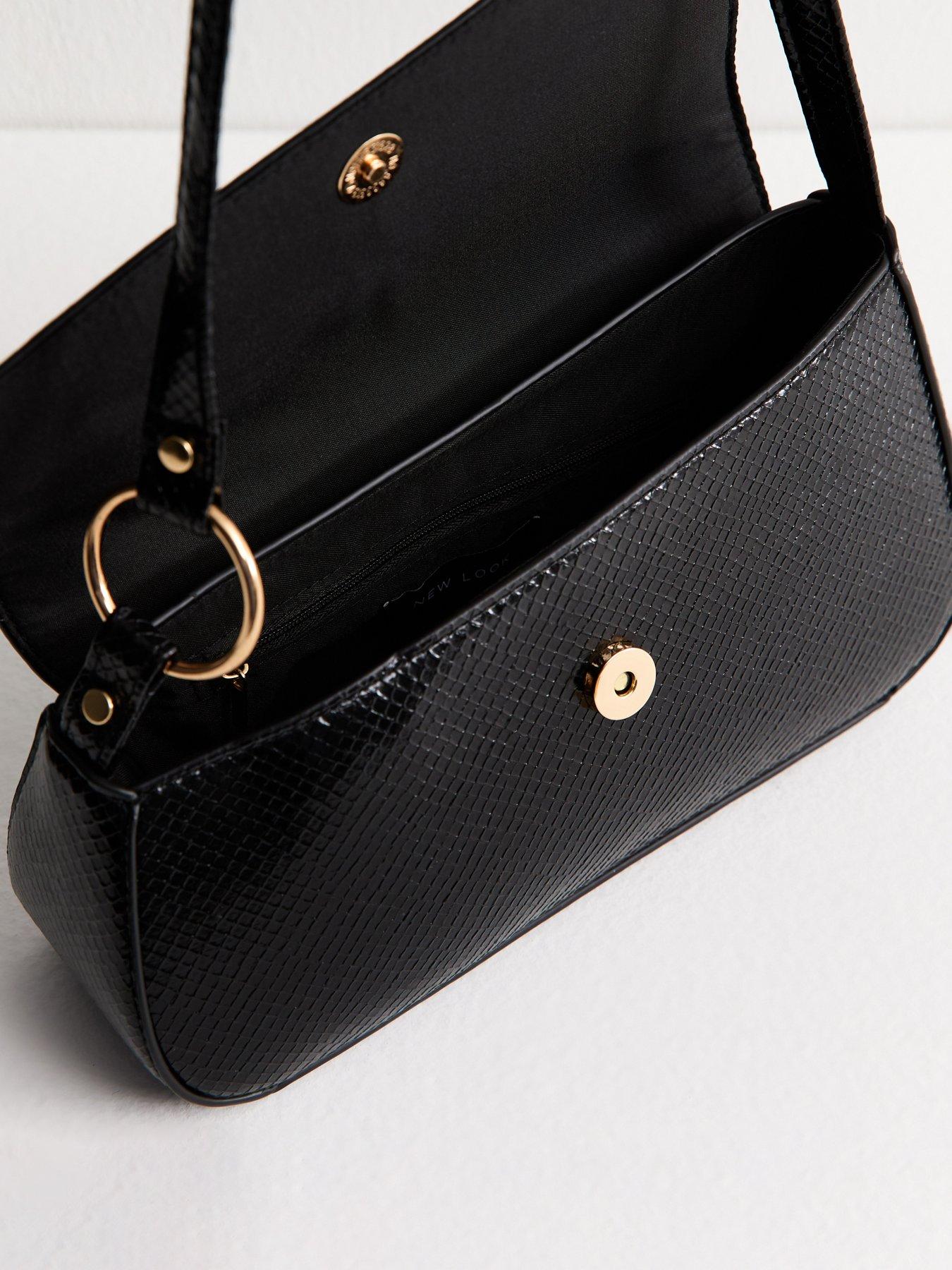  image of new-look-textured-faux-leather-asymmetric-shoulder-bag-black