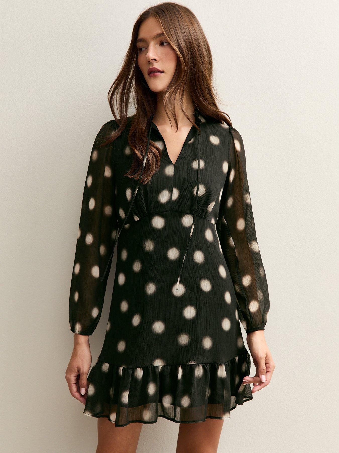 new-look-chiffon-polka-dot-mini-dress-black