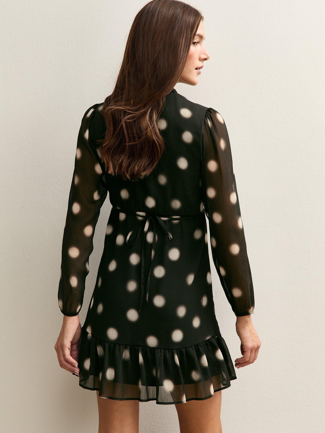 stillFront image of new-look-chiffon-polka-dot-mini-dress-black