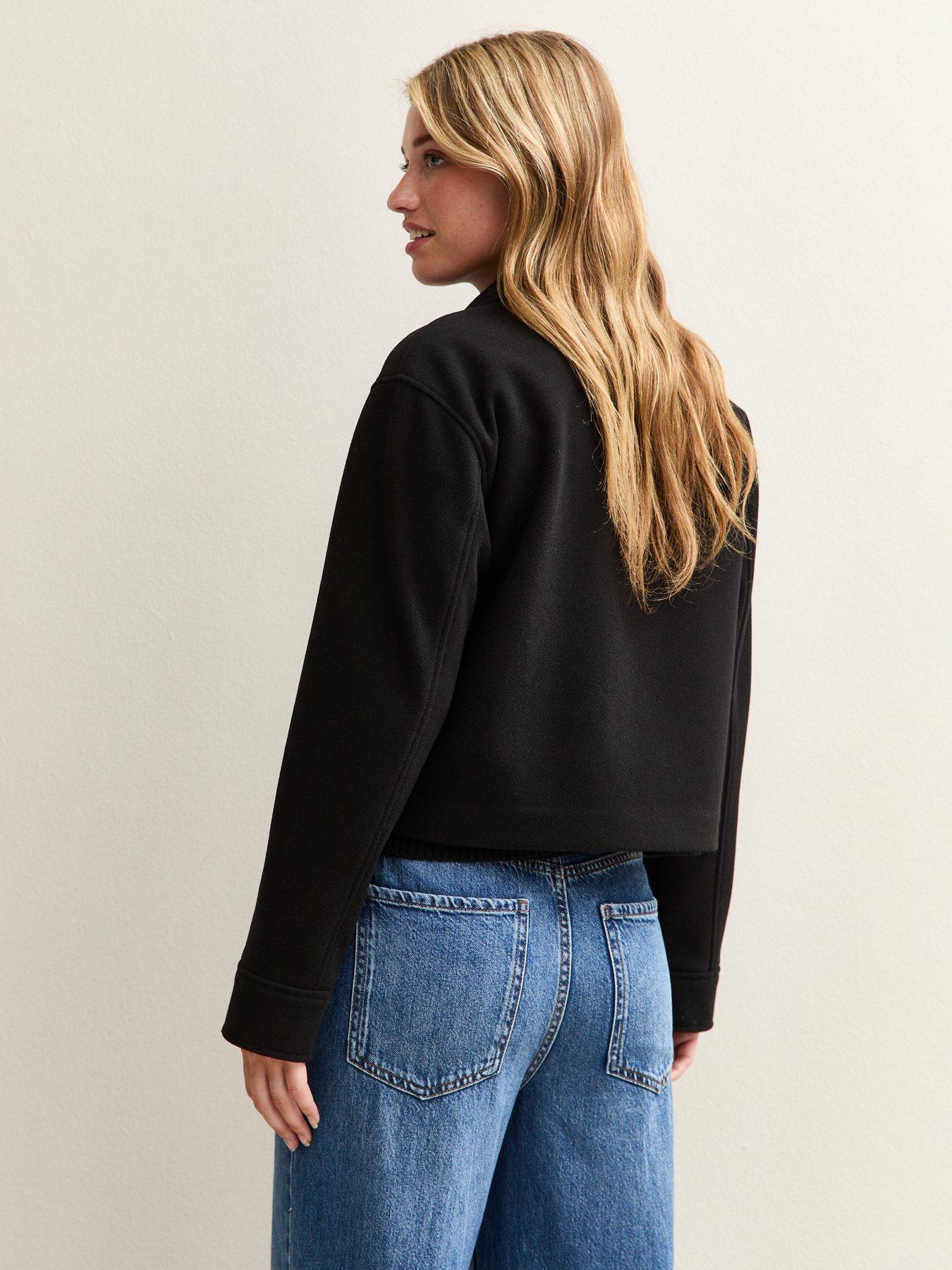 Image 2 of 6 of New Look Zip Cosy Harrington - Black