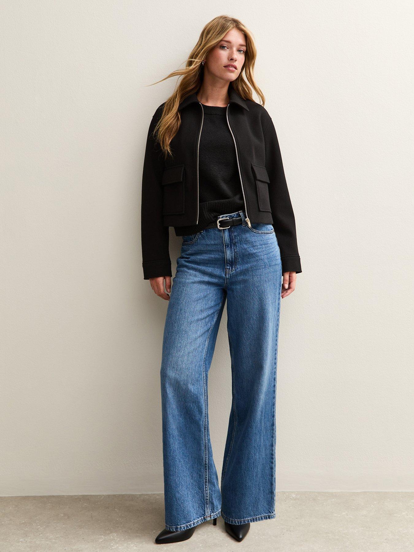 Image 3 of 6 of New Look Zip Cosy Harrington - Black