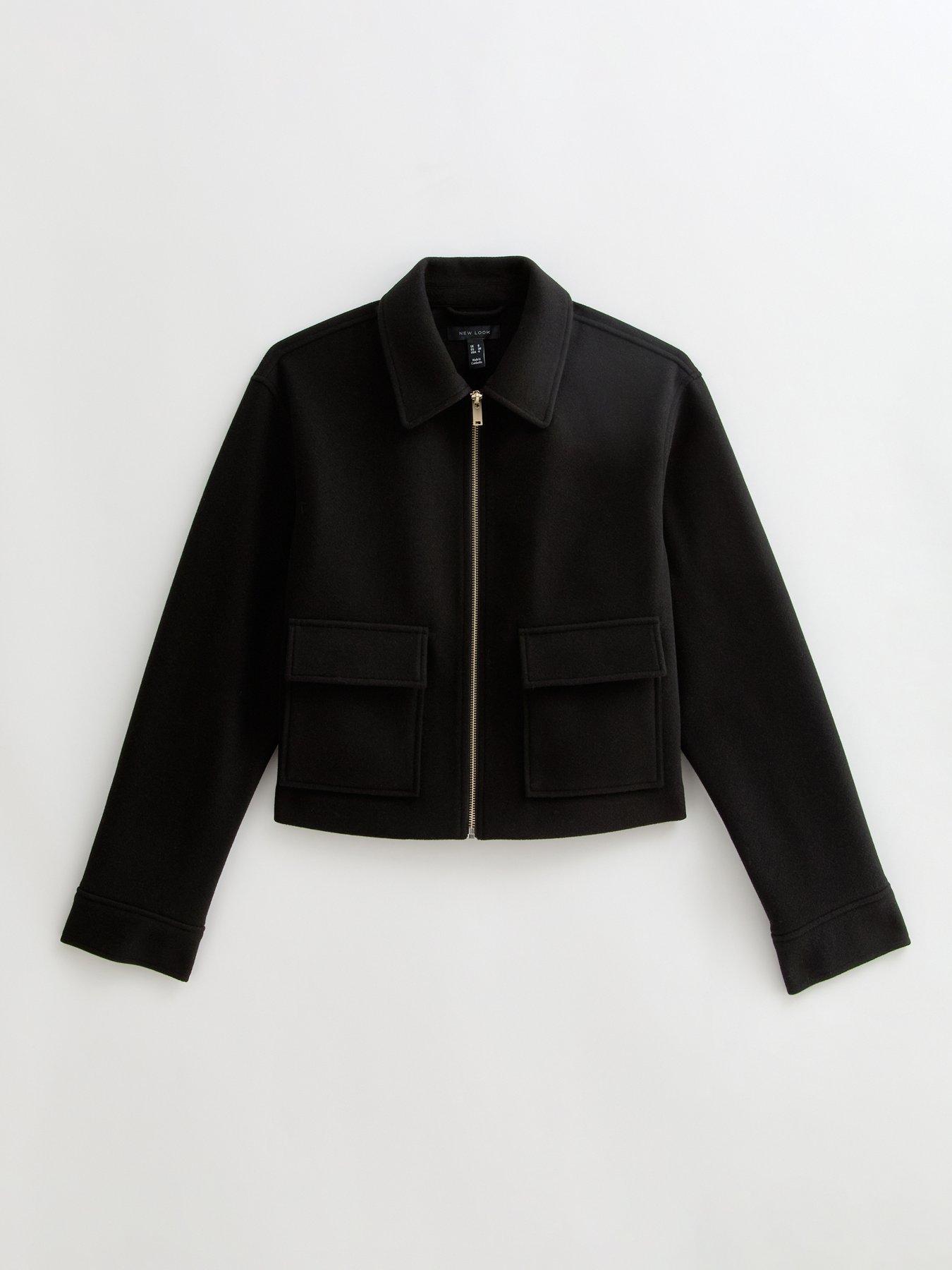 Image 6 of 6 of New Look Zip Cosy Harrington - Black