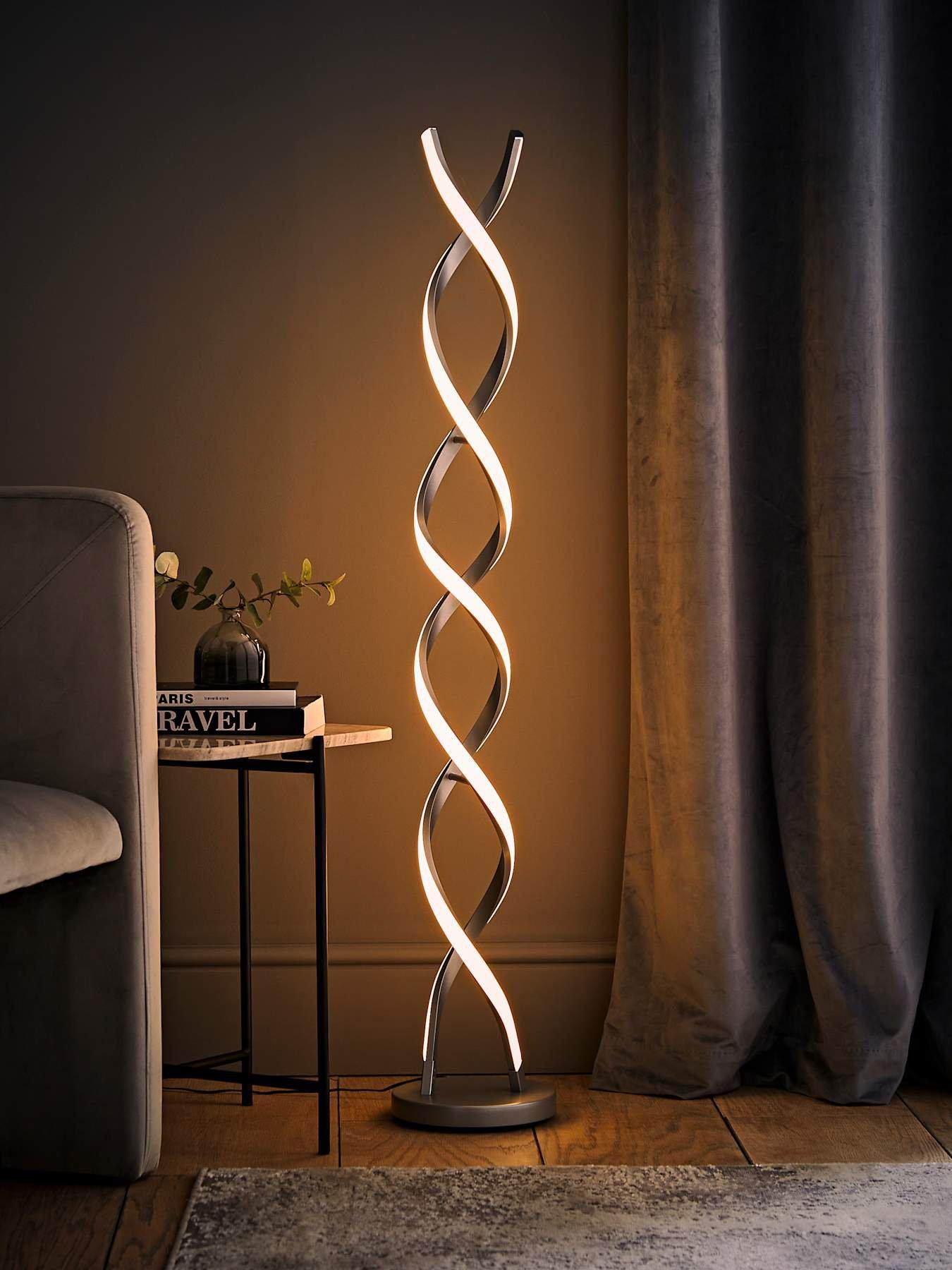 Image 3 of 6 of ValueLights Infinity Matte Silver Double Twist Integrated Led Floor Lamp