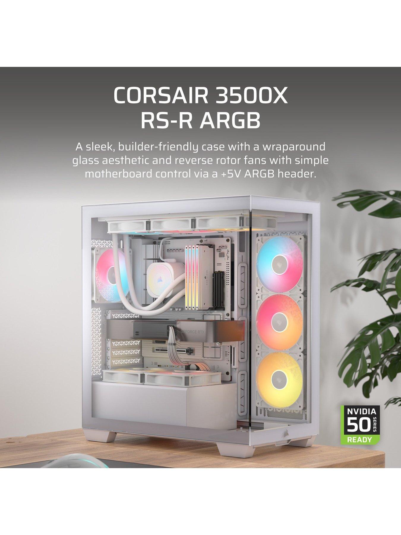  image of corsair-3500x-rsr-argb-tempered-glass-mid-tower-white