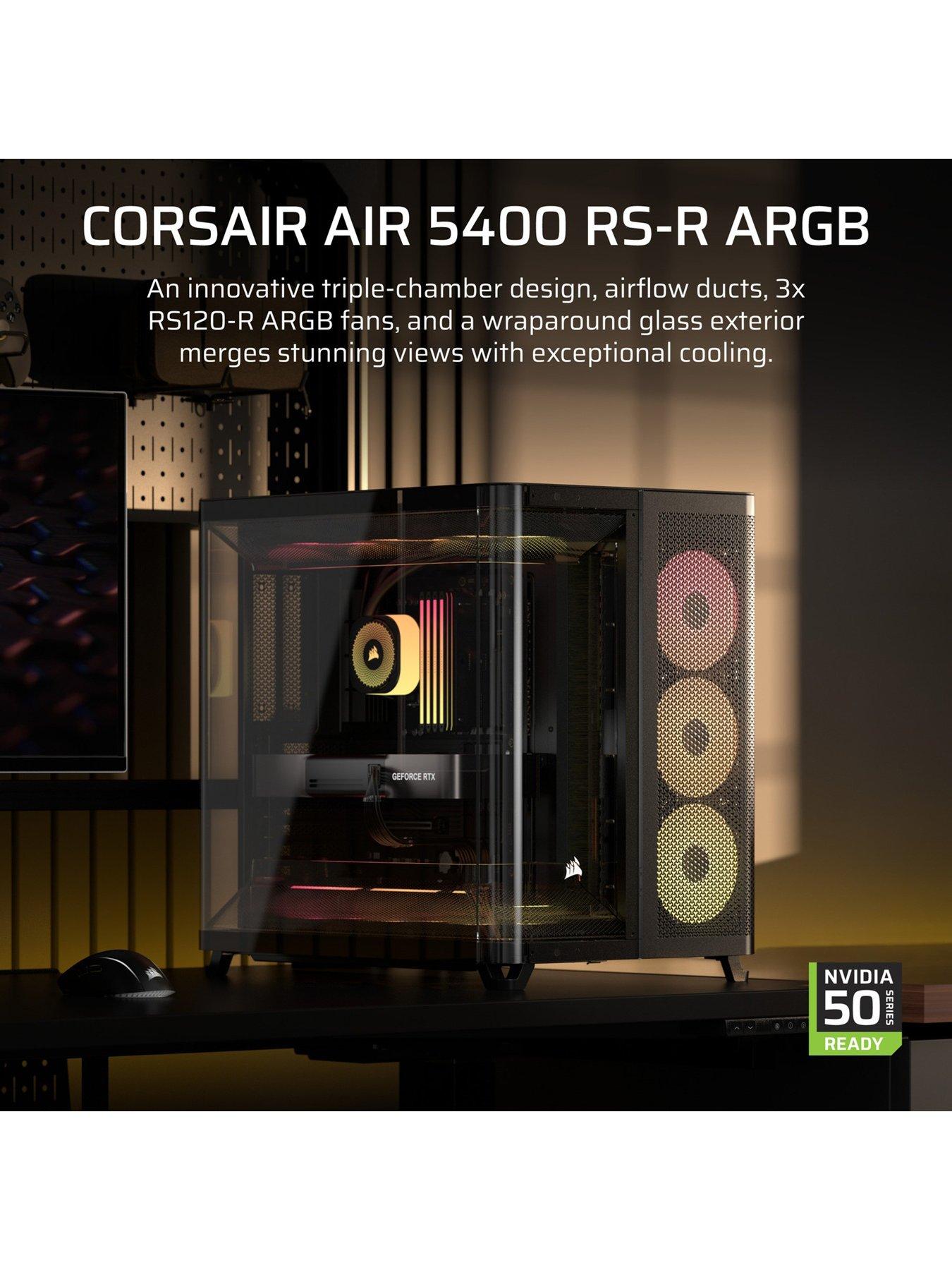  image of corsair-air-5400-rs-r-argb-tempered-glass-mid-tower-black