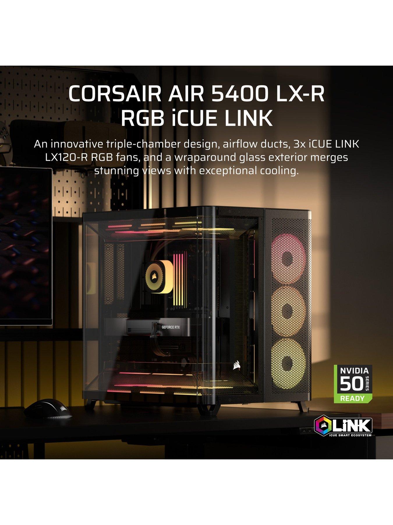  image of corsair-air-5400-lx-r-link-tempered-glass-mid-tower-black
