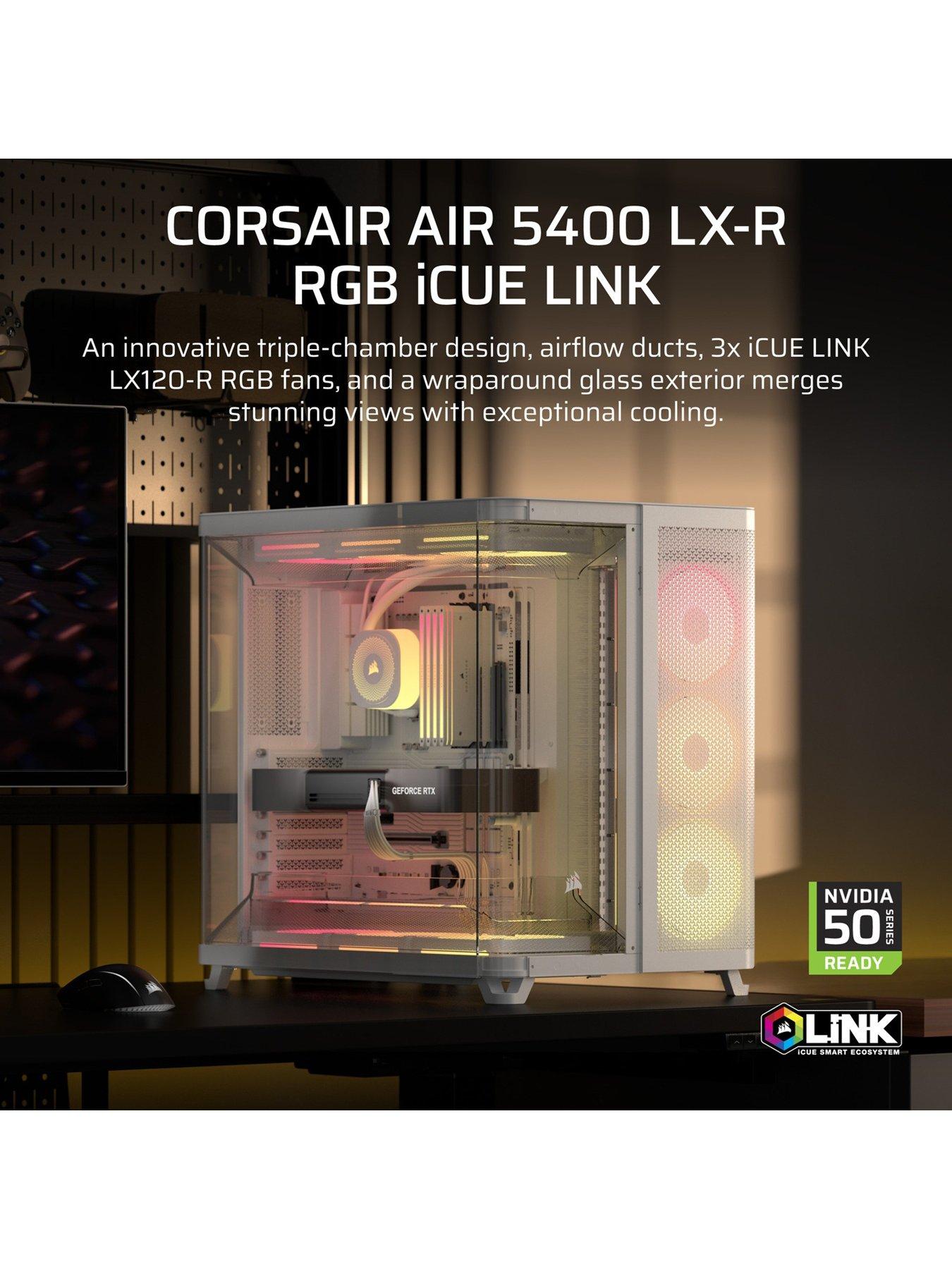 stillFront image of corsair-air-5400-lx-r-link-tempered-glass-mid-tower-white
