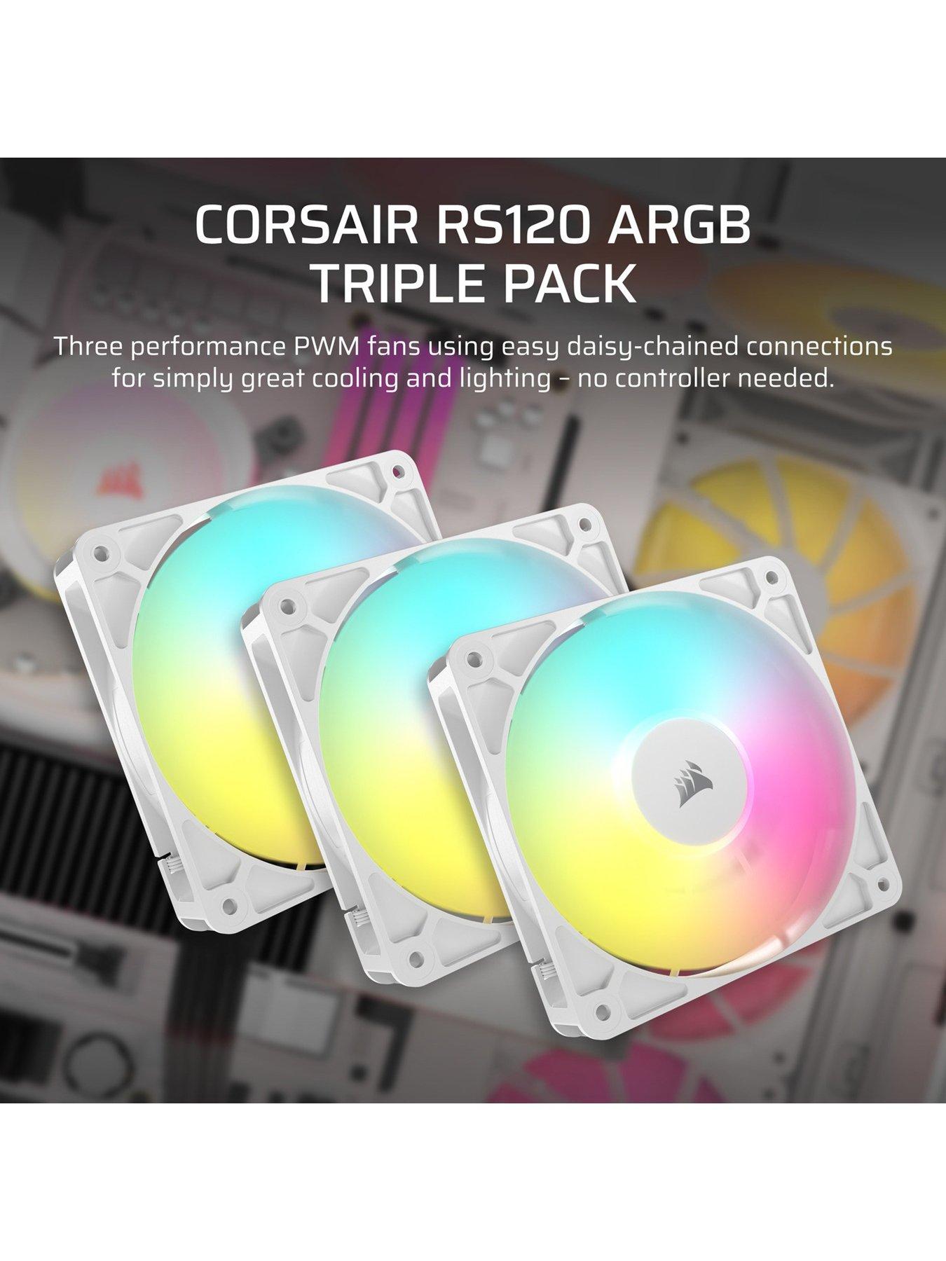  image of corsair-rs-argb-series-120-white-120mm-argb-fan-triple-pack