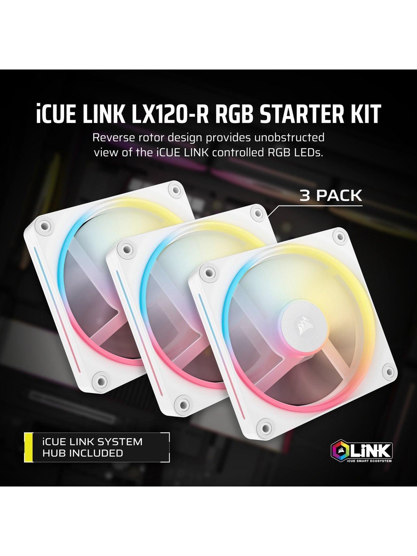 Image 2 of 7 of CORSAIR LX-R RGB Series - iCUE LINK LX120R RGB White - 120mm RGB Fan - Triple Fan Kit