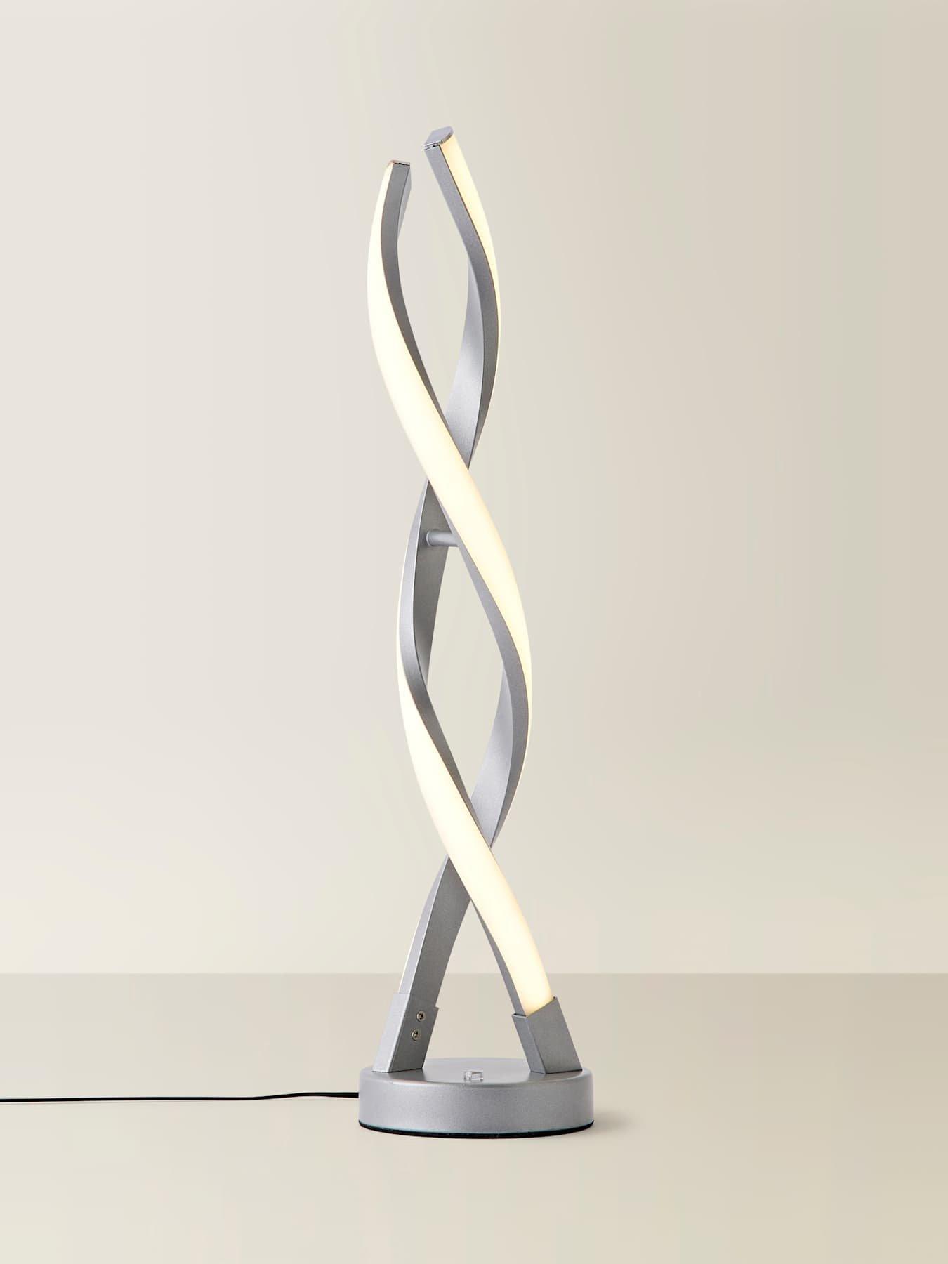 Image 4 of 6 of ValueLights Infinity Matte Silver Double Twist Integrated Led Table Lamp