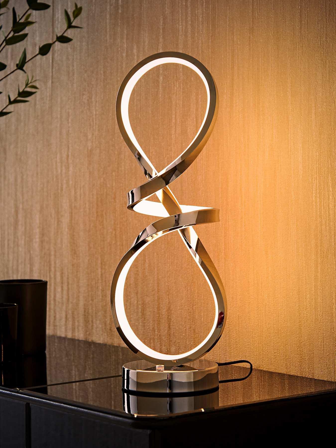 Image 3 of 6 of ValueLights Infinity Chrome Swirl Integrated Led Table Lamp