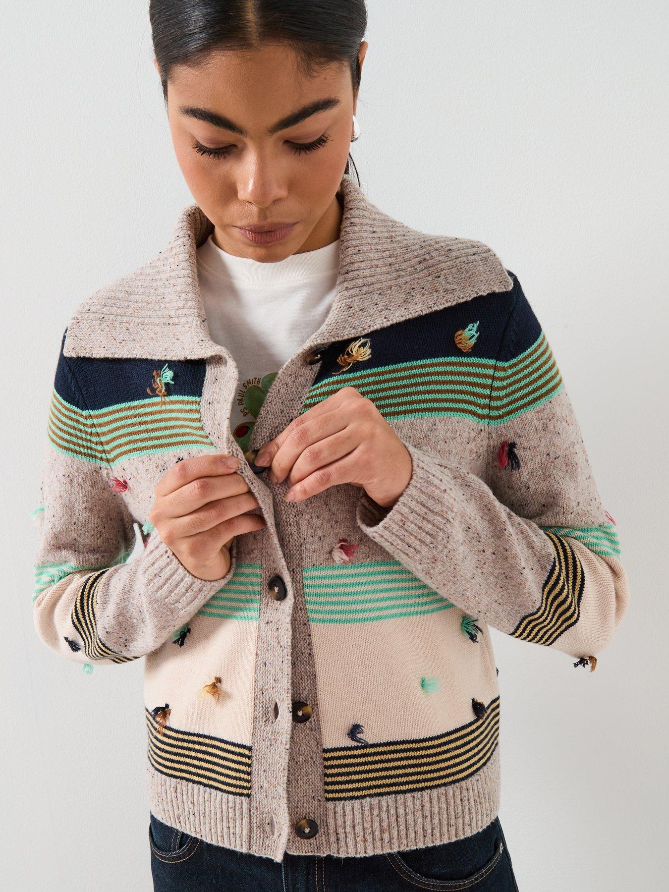  image of ps-paul-smith-womens-knitted-button-through-cardigan-nbsp--multi